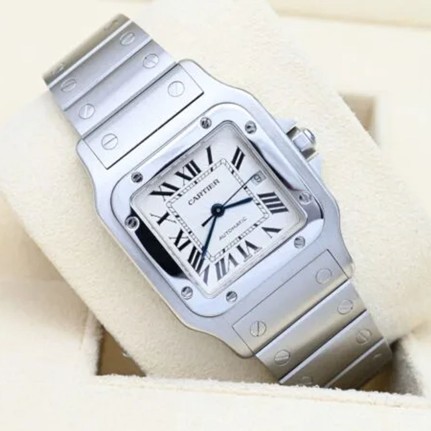 Cartier Santos Galbée 2319 (Onbekend (willekeurig serienummer)) - Zilver wijzerplaat 29mm Staal (1/8)