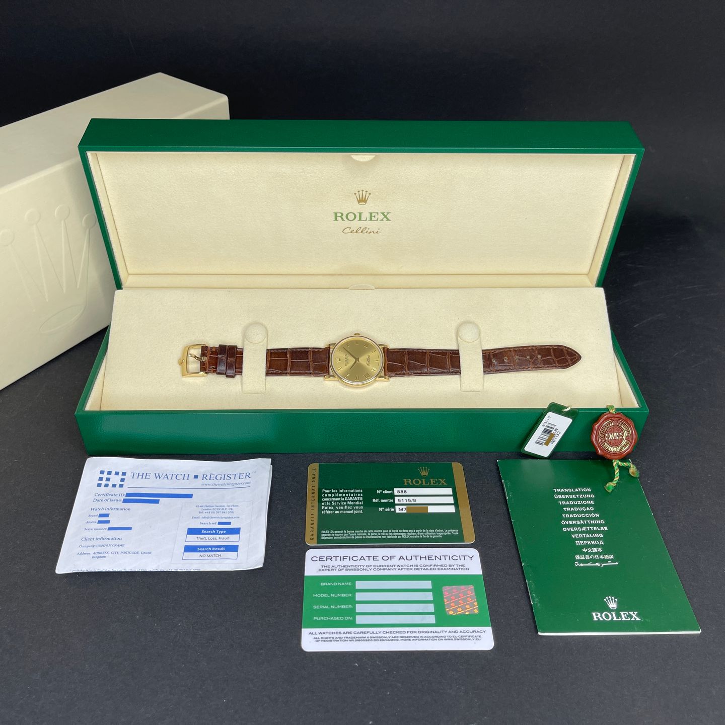 Rolex Cellini Time 5115 (2008) - Champagne dial 32 mm Yellow Gold case (3/8)