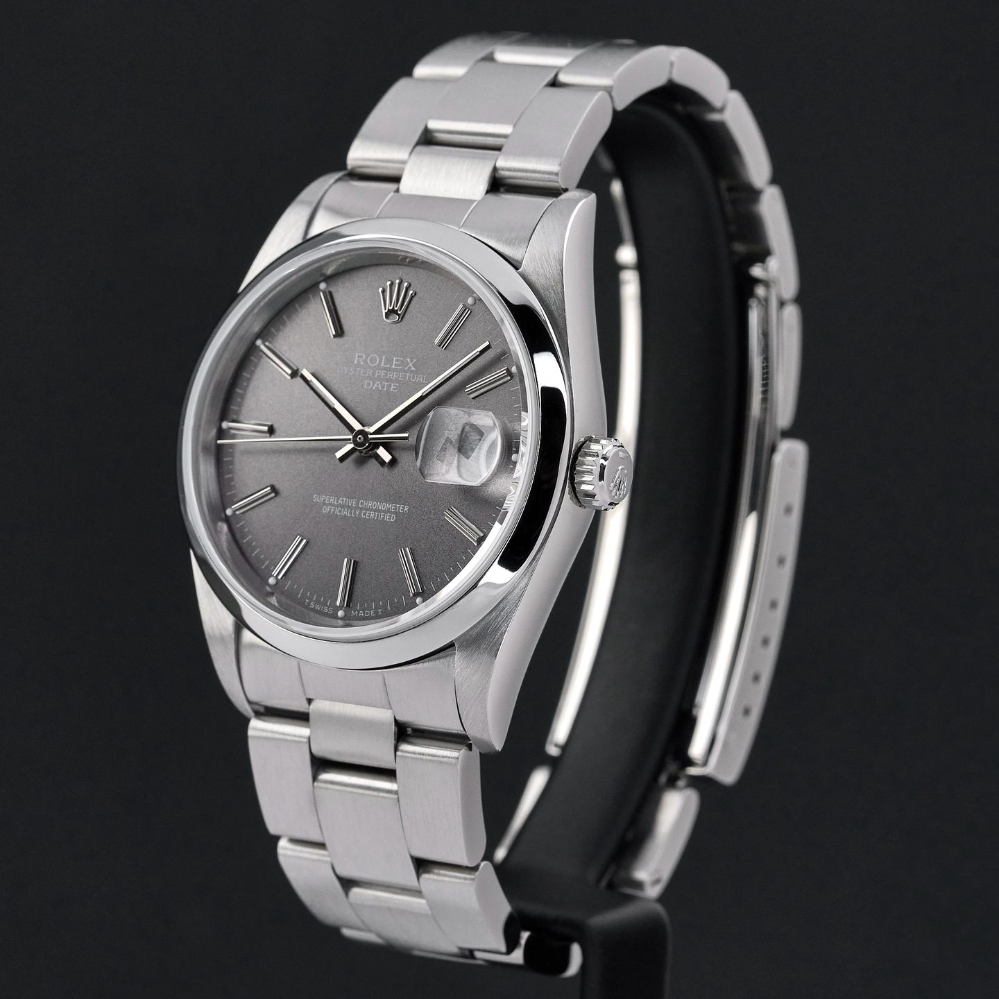 Rolex Oyster Perpetual Date 15200 (1993) - Grey dial 34 mm Steel case (4/8)