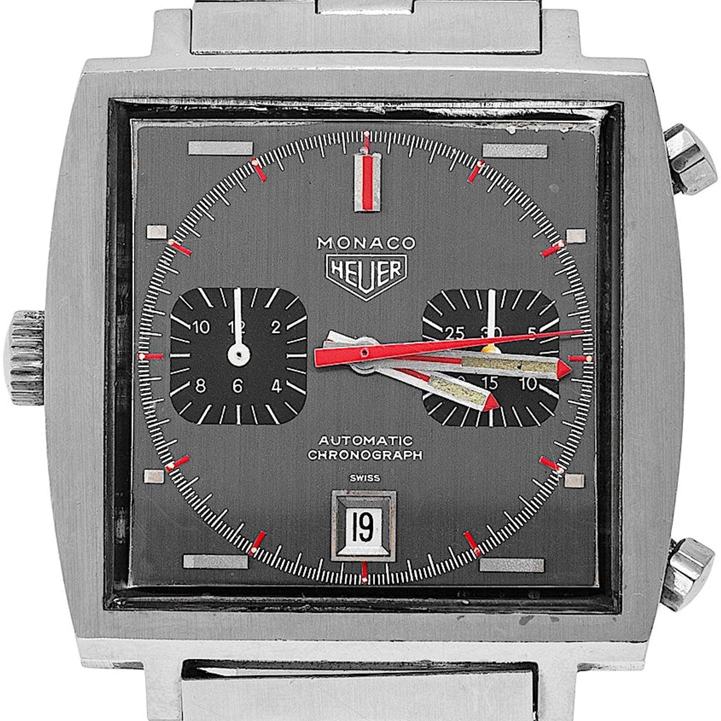 TAG Heuer Monaco 1133G (1975) - Grey dial 39 mm Steel case (1/4)