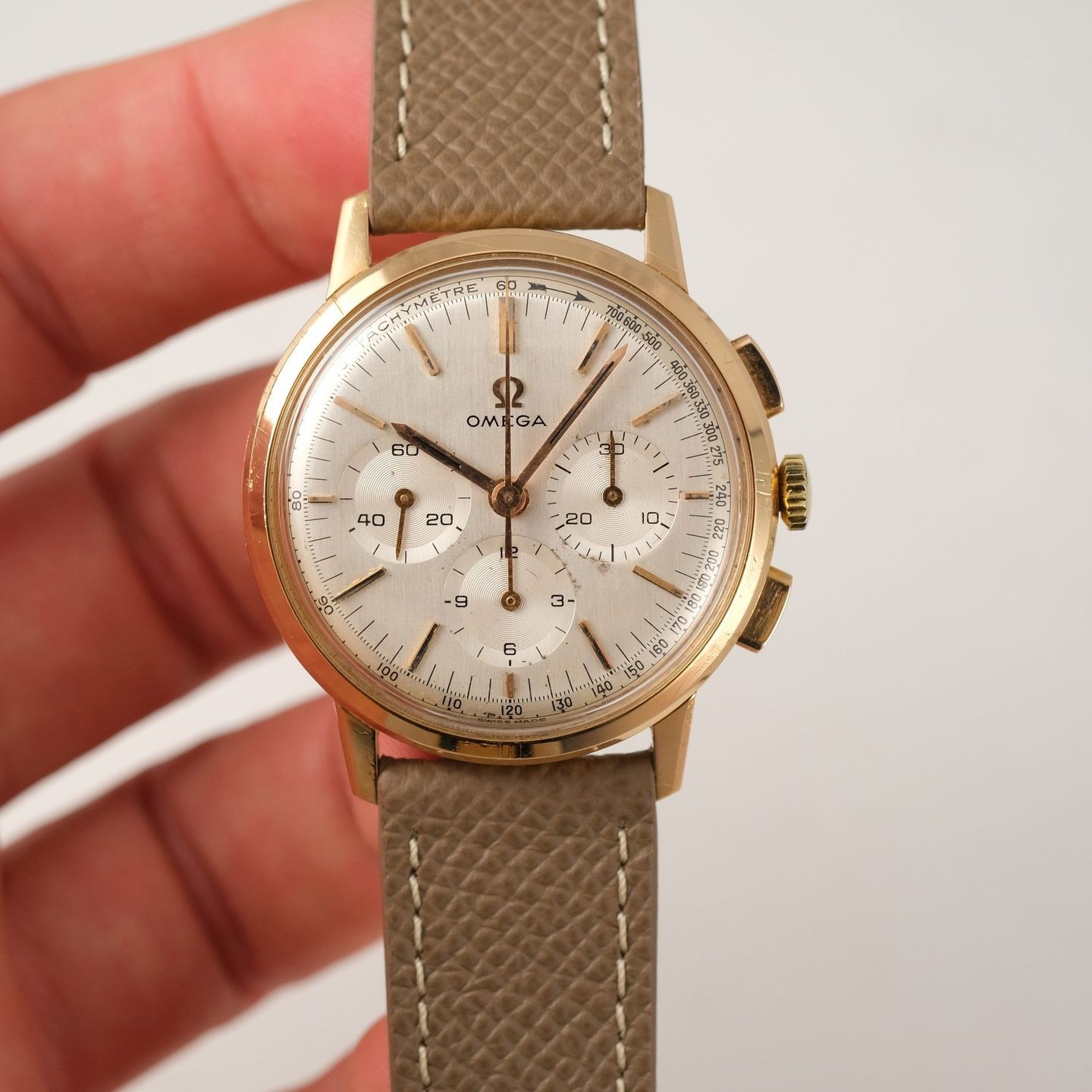 Omega Vintage 101.01 (1965) - Zilver wijzerplaat 35mm Roségoud (6/8)