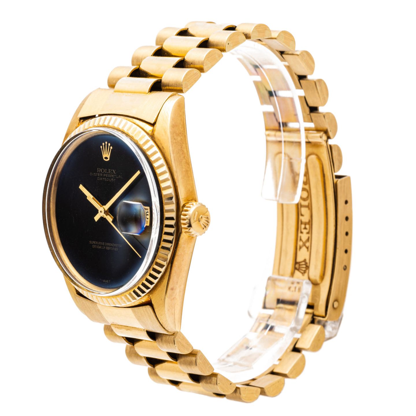 Rolex Datejust 36 1601 (Unknown (random serial)) - Black dial 36 mm Yellow Gold case (2/5)