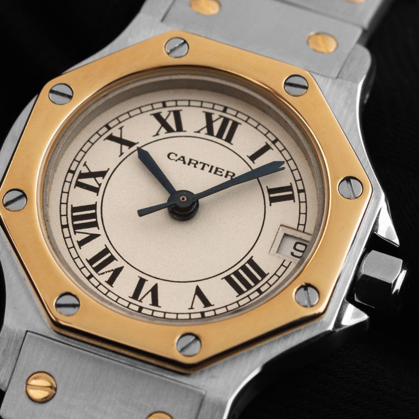 Cartier Santos 187903 (1993) - Beige dial 25 mm Gold/Steel case (3/8)