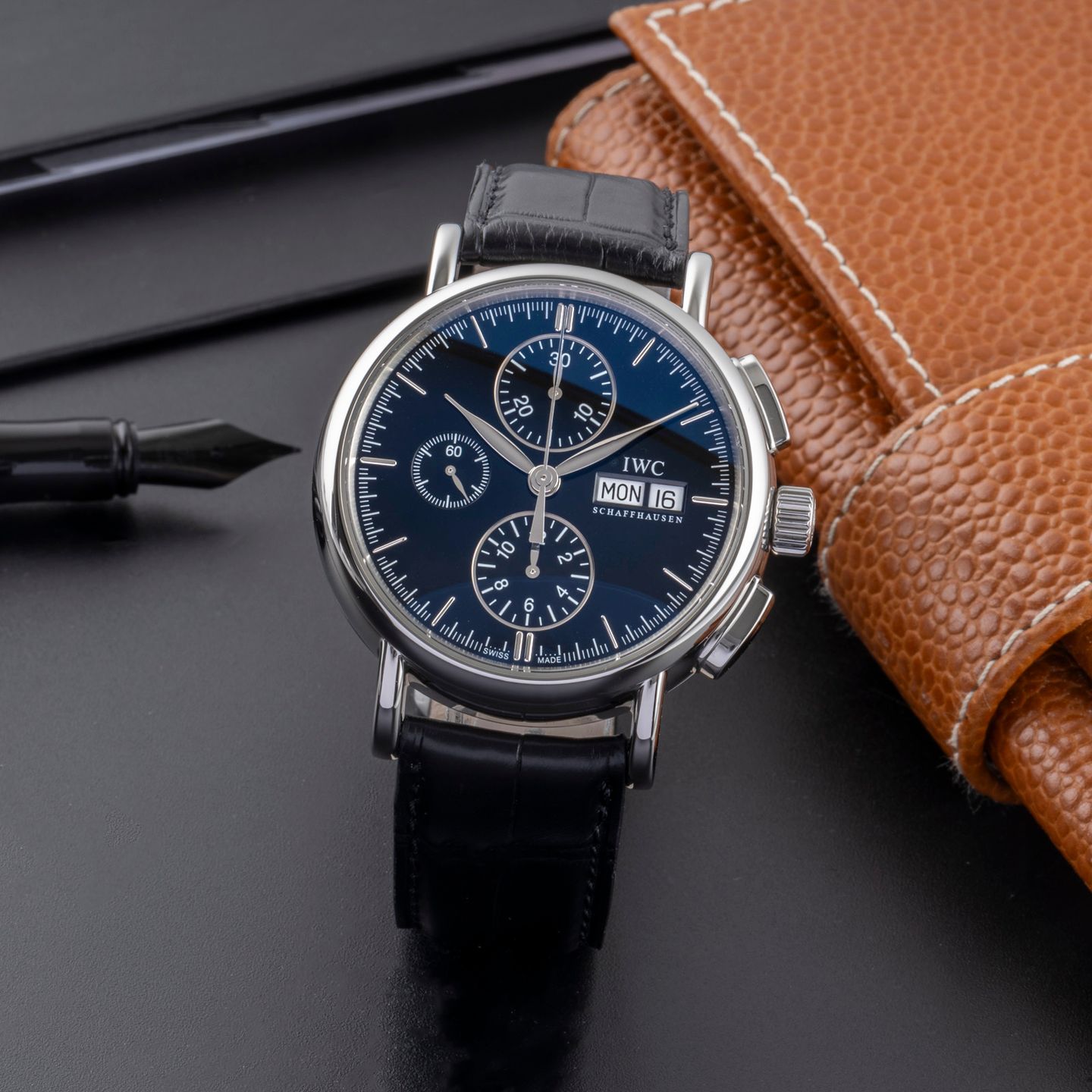 IWC Portofino Chronograph IW378303 (2010) - Zwart wijzerplaat 41mm Staal (1/8)