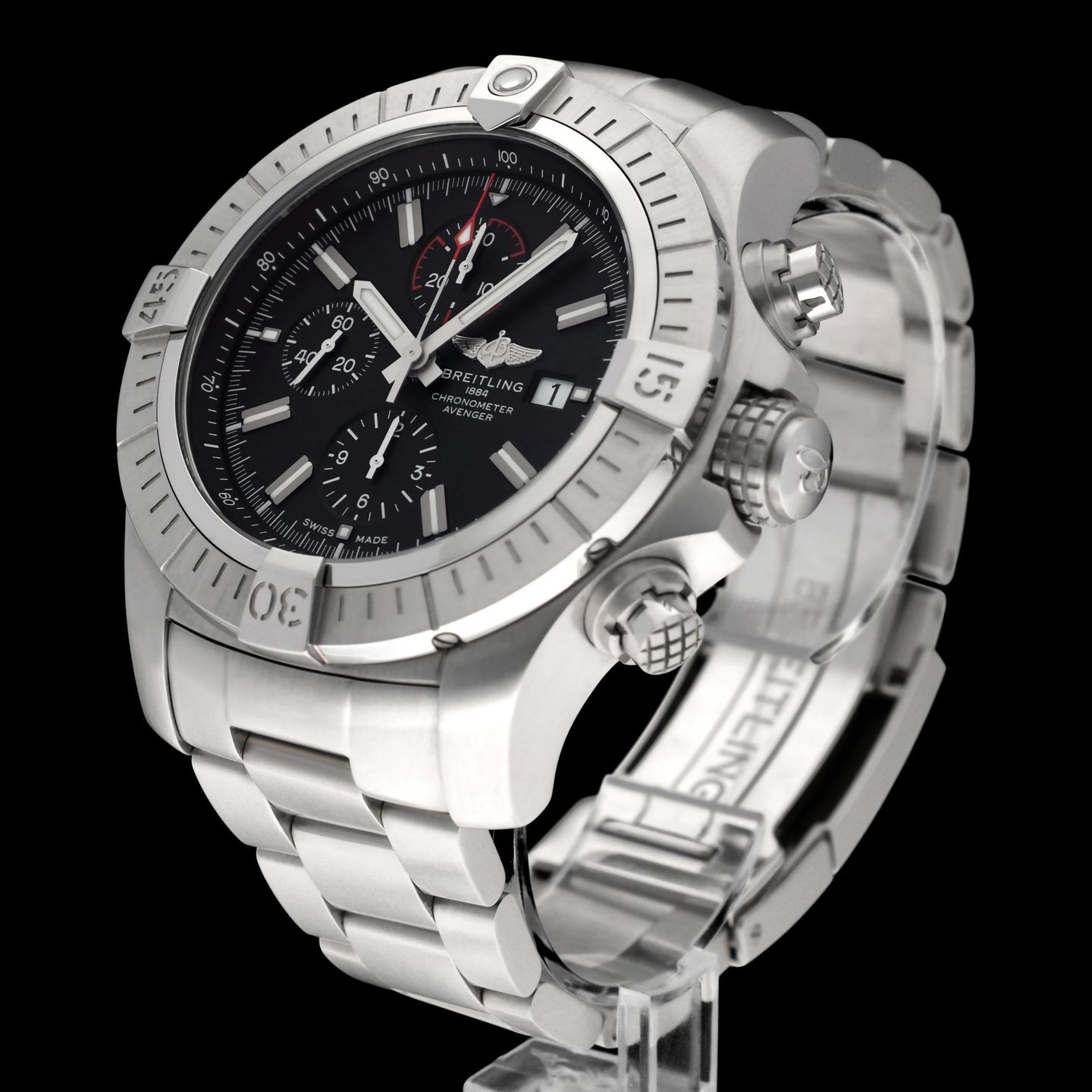 Breitling Super Avenger A13375 (2020) - Black dial 48 mm Steel case (5/8)