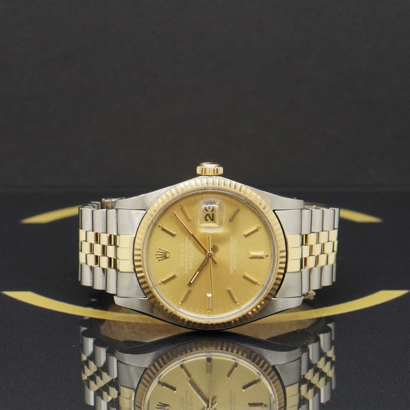 Rolex Datejust 36 16013 (1978) - Gold dial 36 mm Gold/Steel case (4/7)