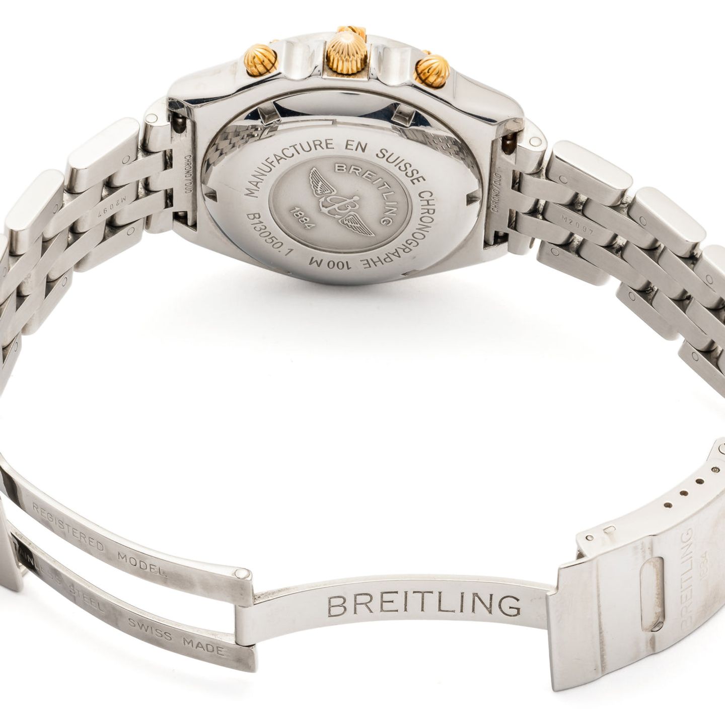 Breitling Chronomat B13050.1 (Onbekend (willekeurig serienummer)) - Zwart wijzerplaat 39mm Goud/Staal (4/4)