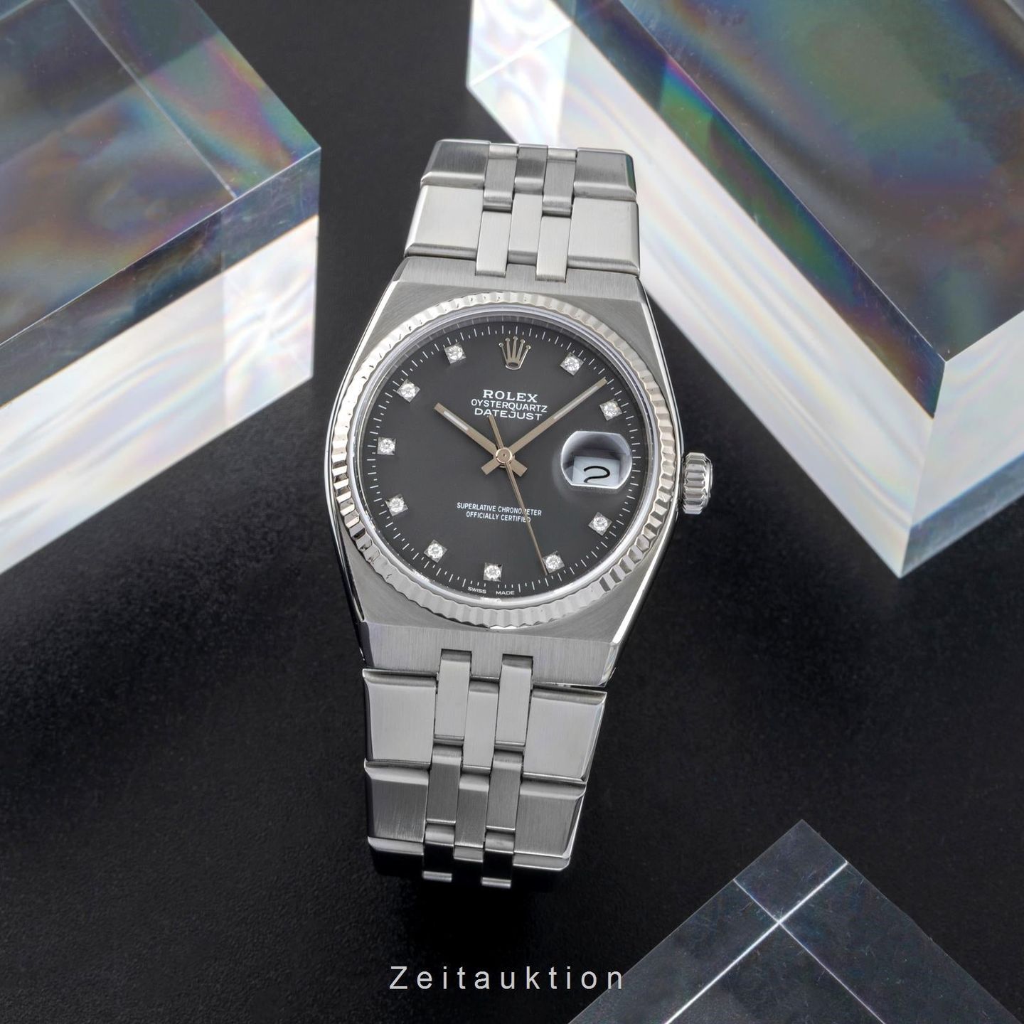 Rolex Datejust Oysterquartz 17014 (1984) - Grey dial 36 mm Gold/Steel case (3/8)