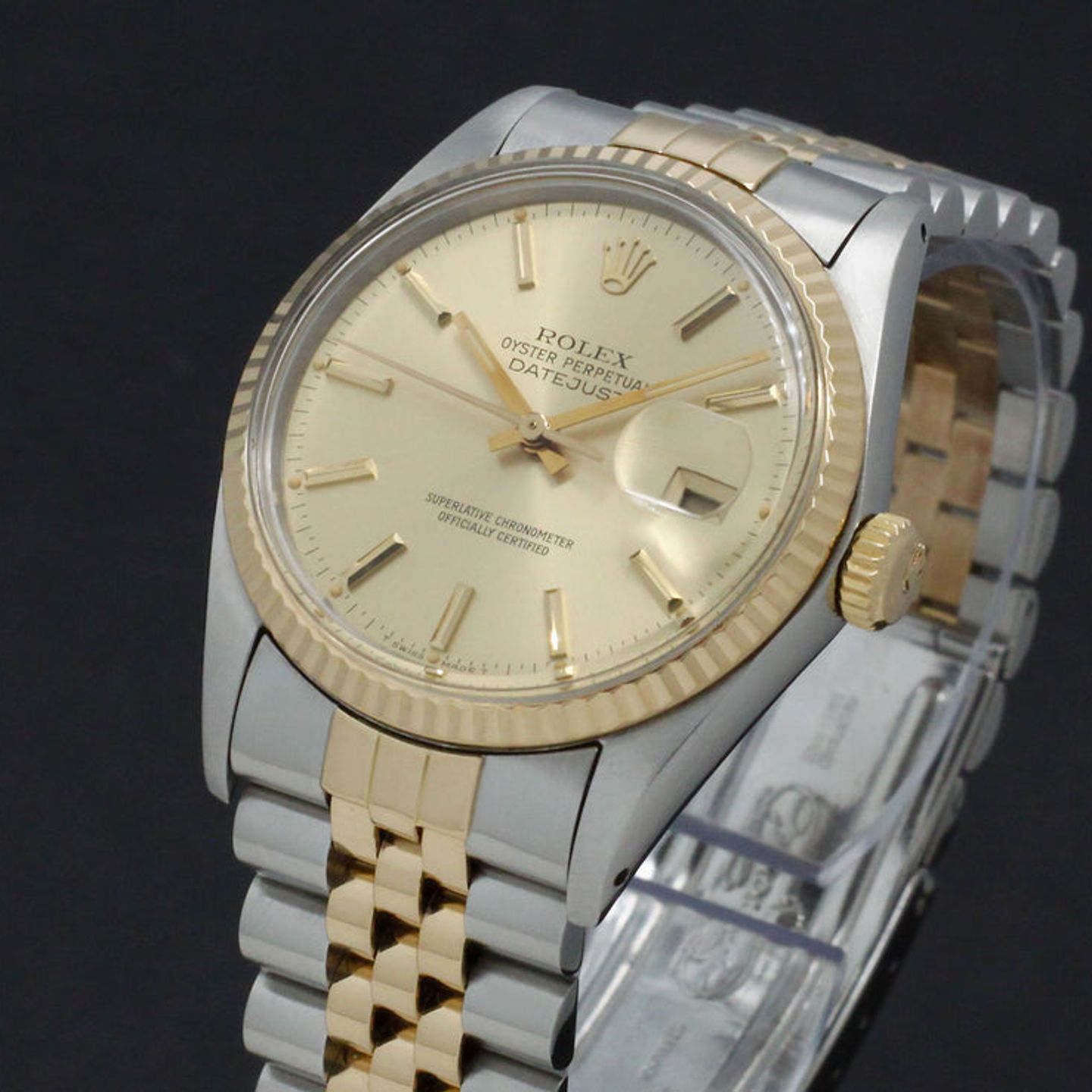 Rolex Datejust 36 16013 (1986) - Goud wijzerplaat 36mm Goud/Staal (7/7)