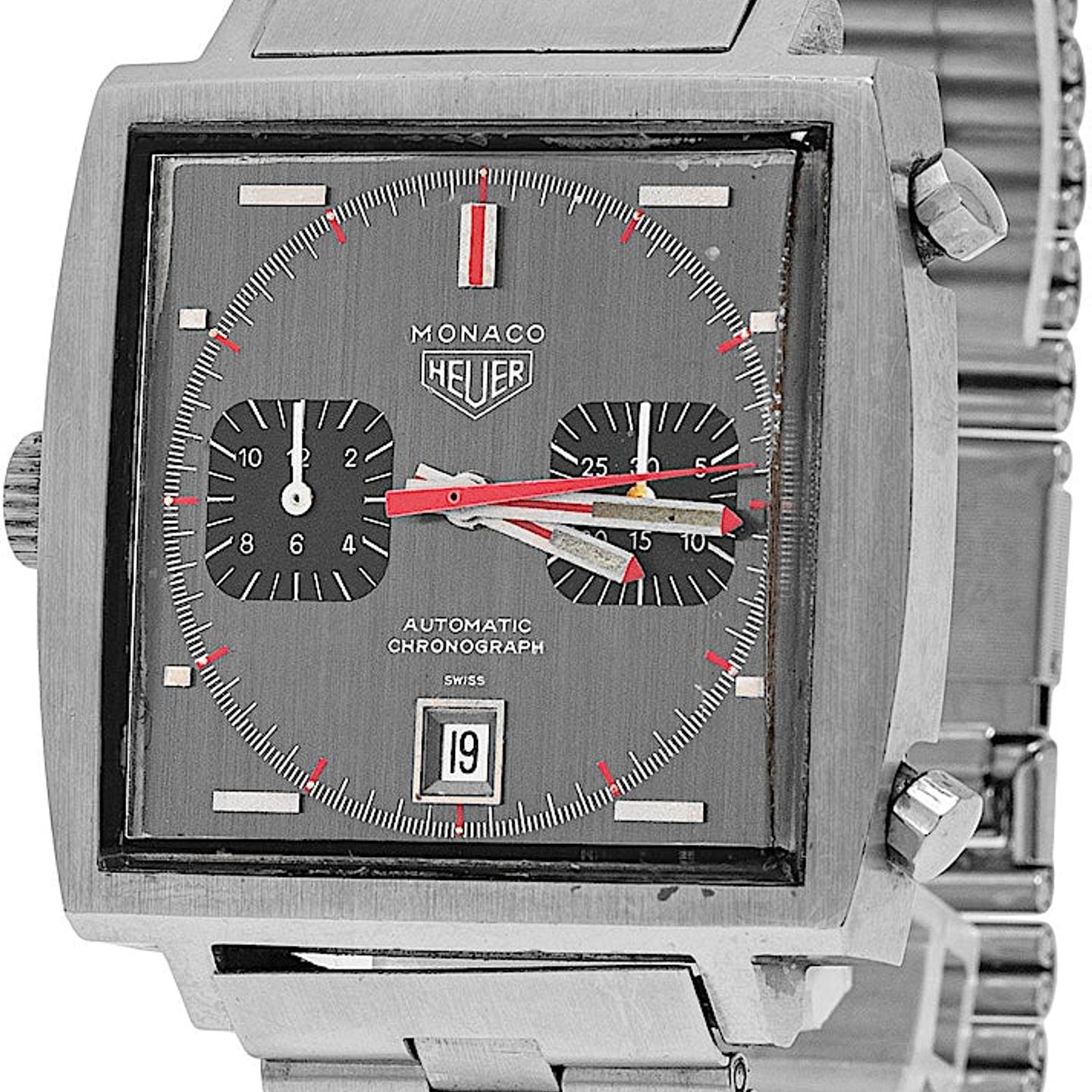 TAG Heuer Monaco 1133G (1975) - Grey dial 39 mm Steel case (3/4)