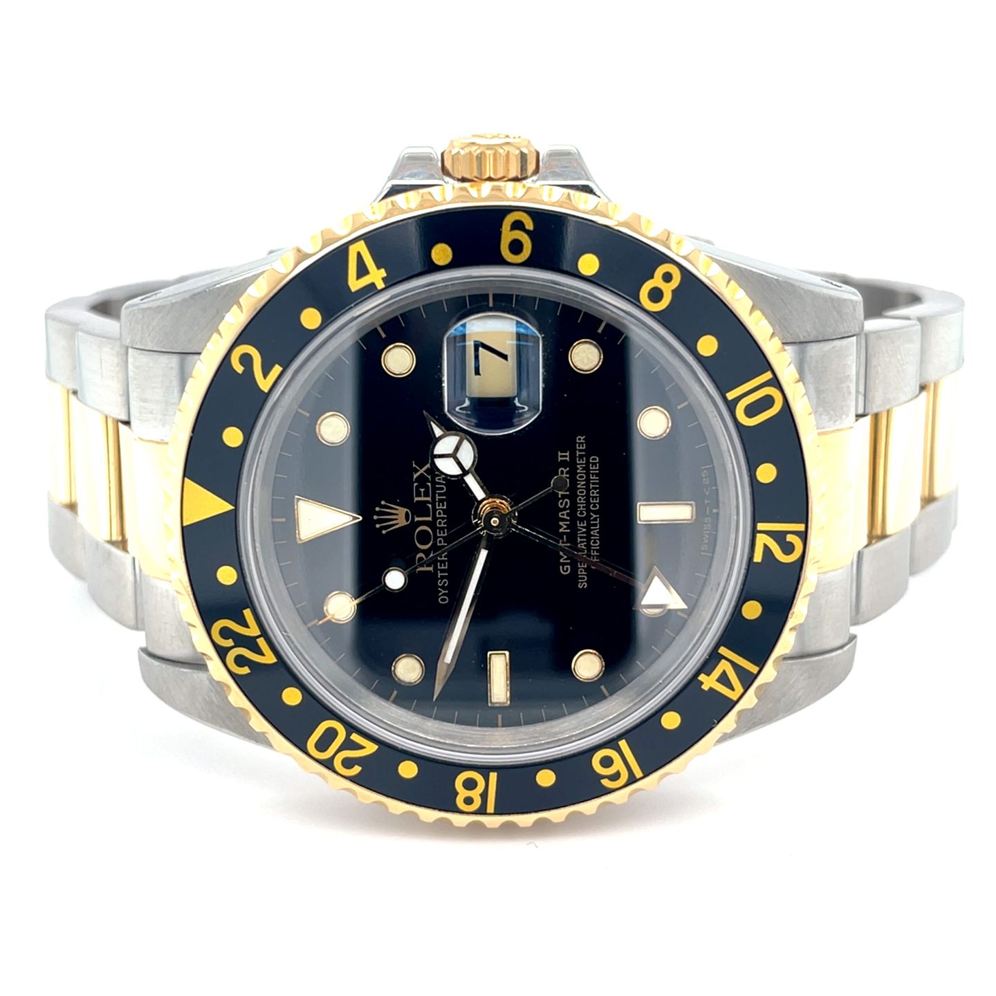 Rolex GMT-Master II 16713 (1989) - Black dial 40 mm Gold/Steel case (1/8)