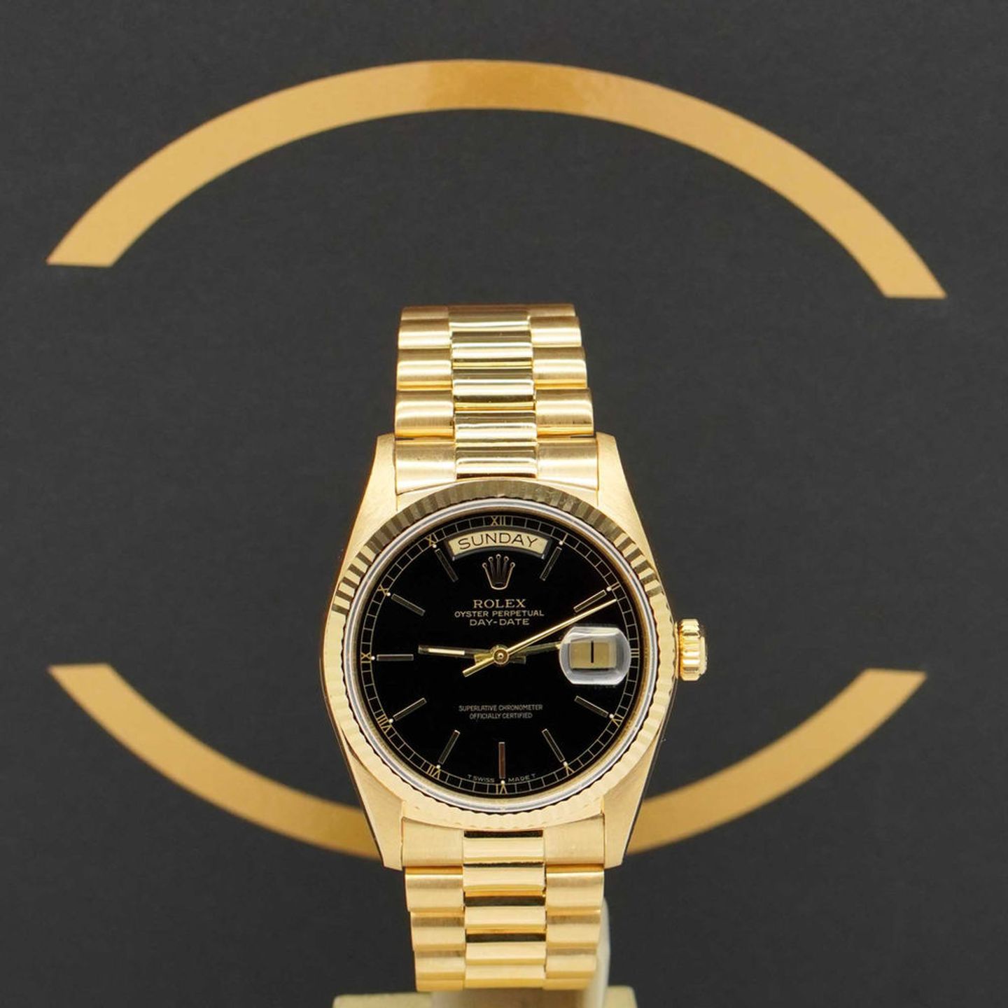 Rolex Day-Date 36 18038 (1986) - Zwart wijzerplaat 36mm Geelgoud (1/7)