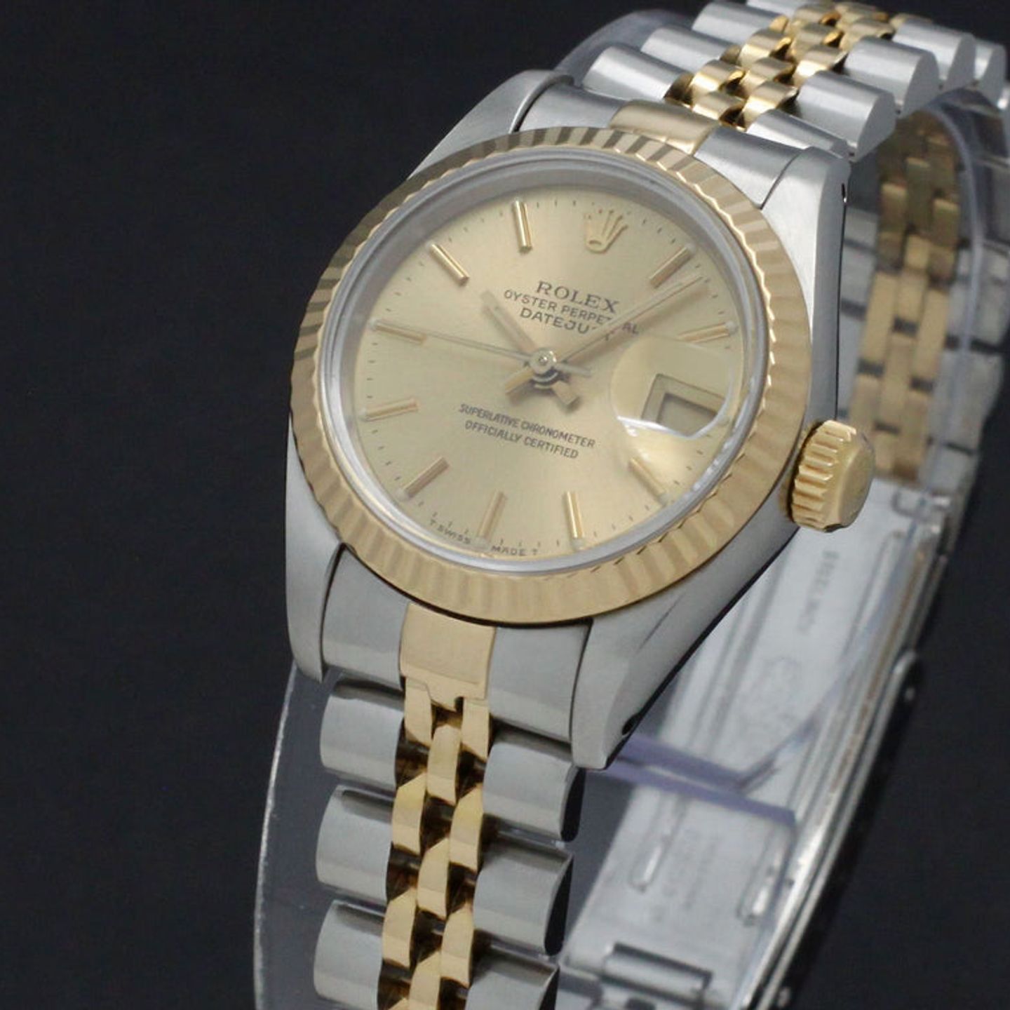 Rolex Lady-Datejust 69173 (1988) - Gold dial 26 mm Gold/Steel case (6/7)