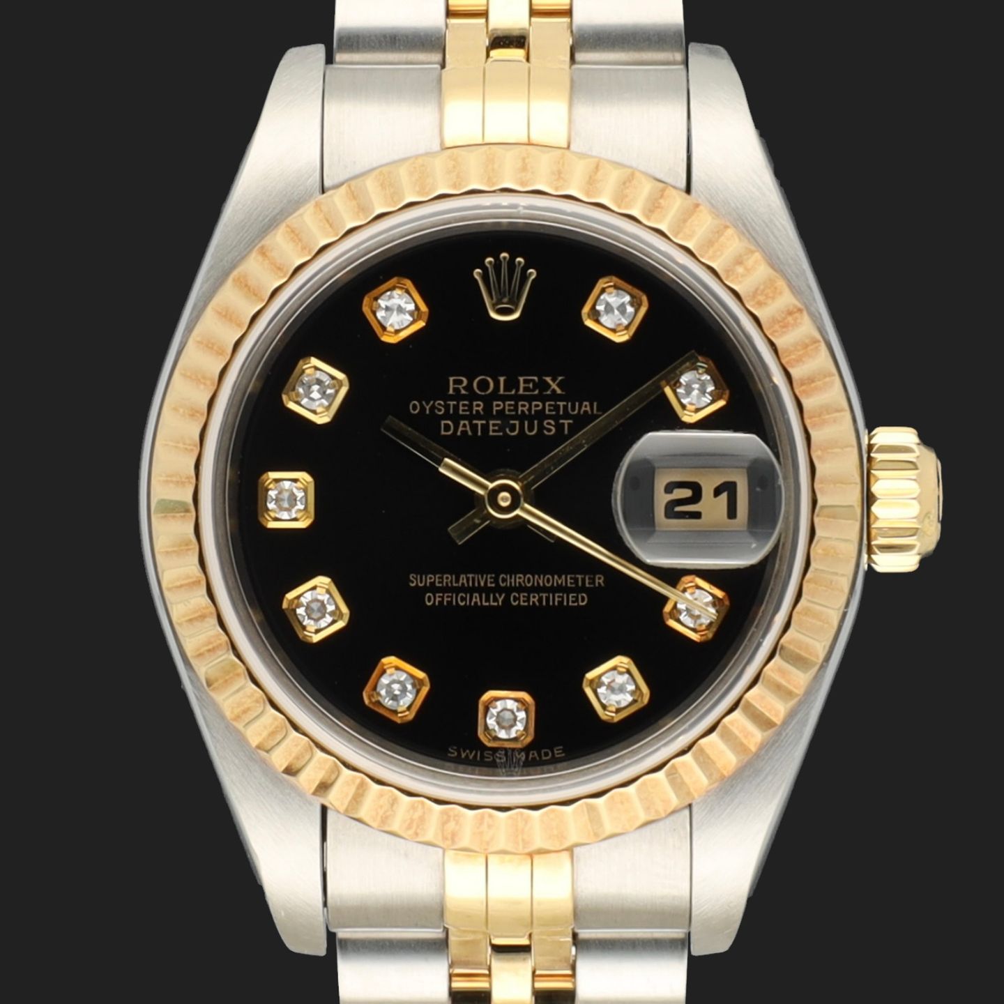 Rolex Lady-Datejust 79173 (2002) - Black dial 26 mm Gold/Steel case (3/8)