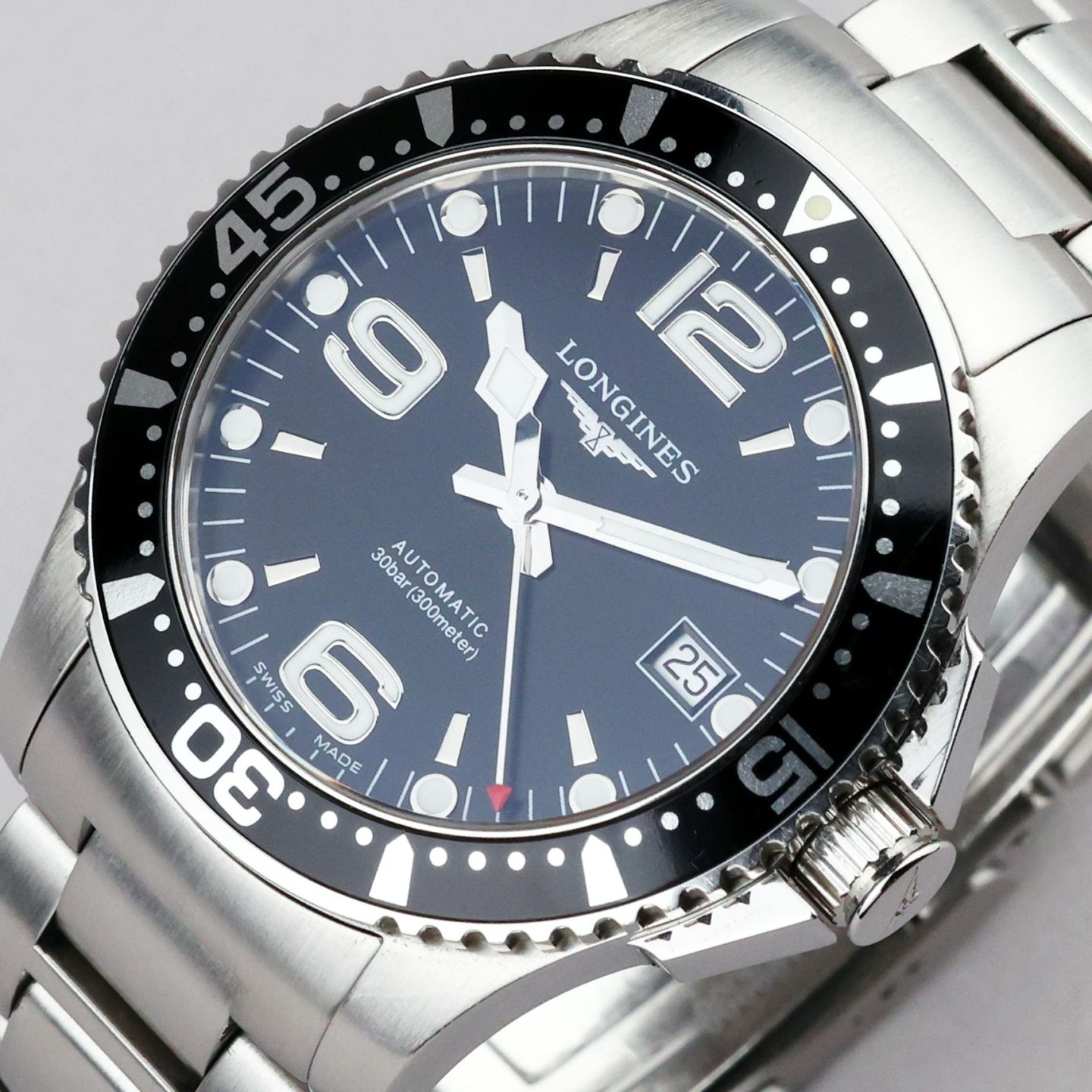Longines HydroConquest L3.641.4.56.6 (Unknown (random serial)) - Black dial 39 mm Steel case (5/8)