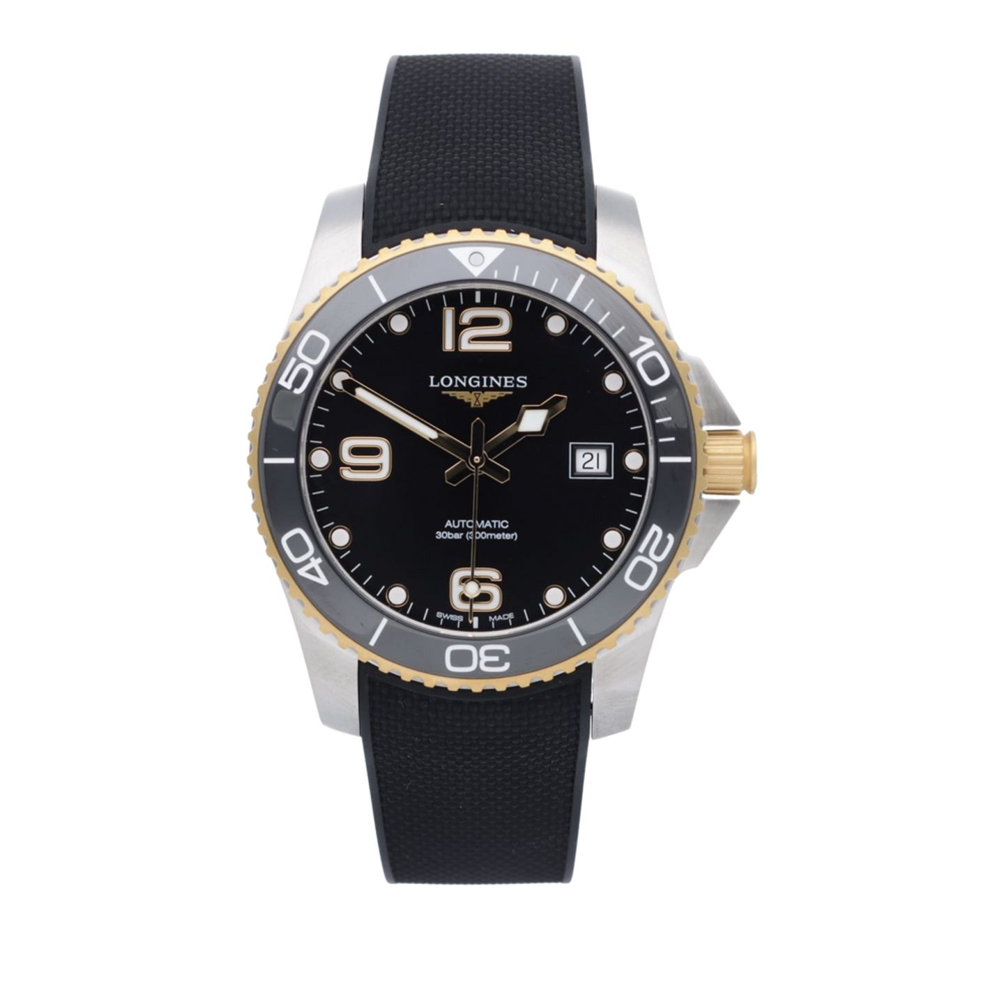 Longines HydroConquest L3.781.3.56.9 (2026) - Zwart wijzerplaat 41mm Staal (1/7)