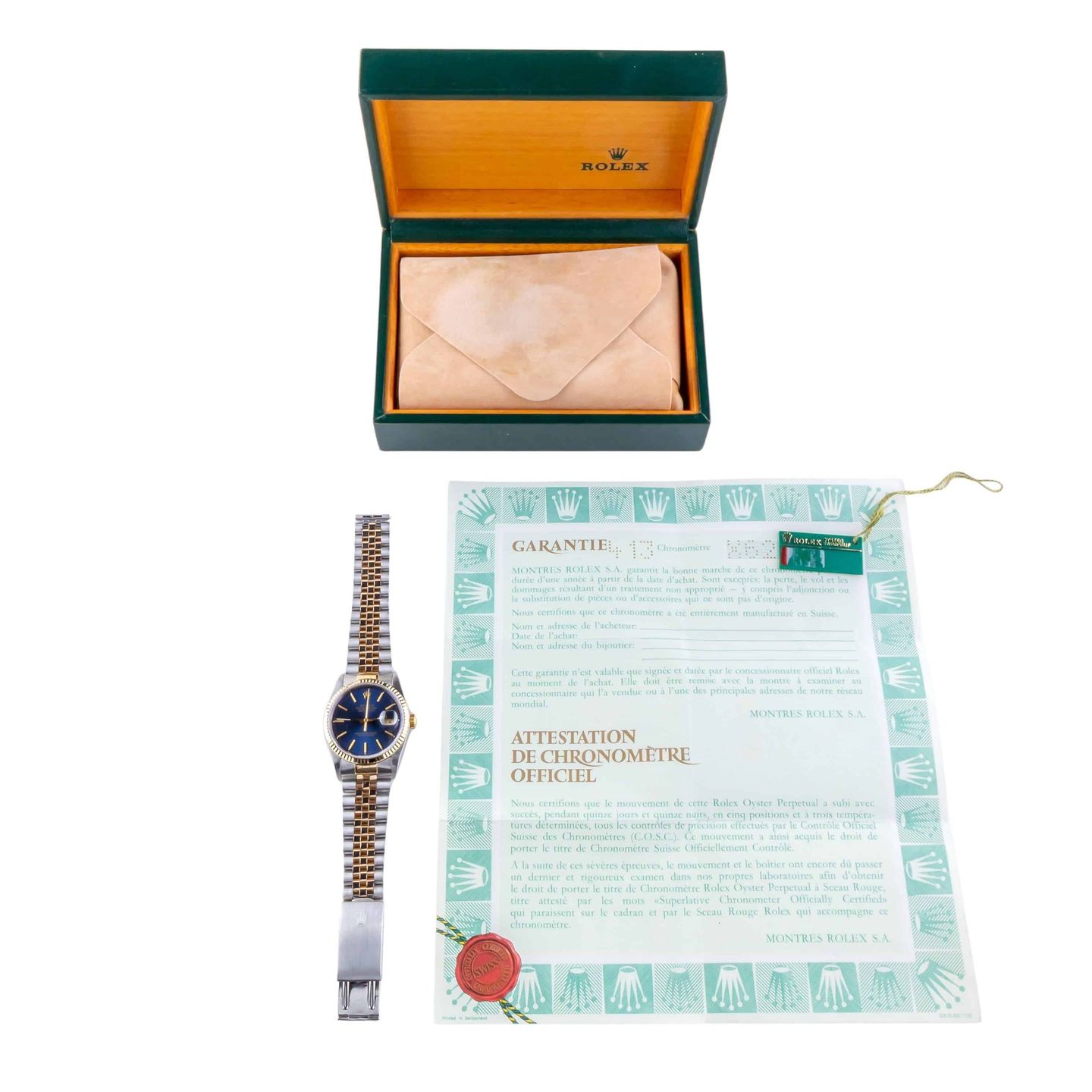 Rolex Datejust 36 16233 (1990) - Blue dial 36 mm Gold/Steel case (8/8)