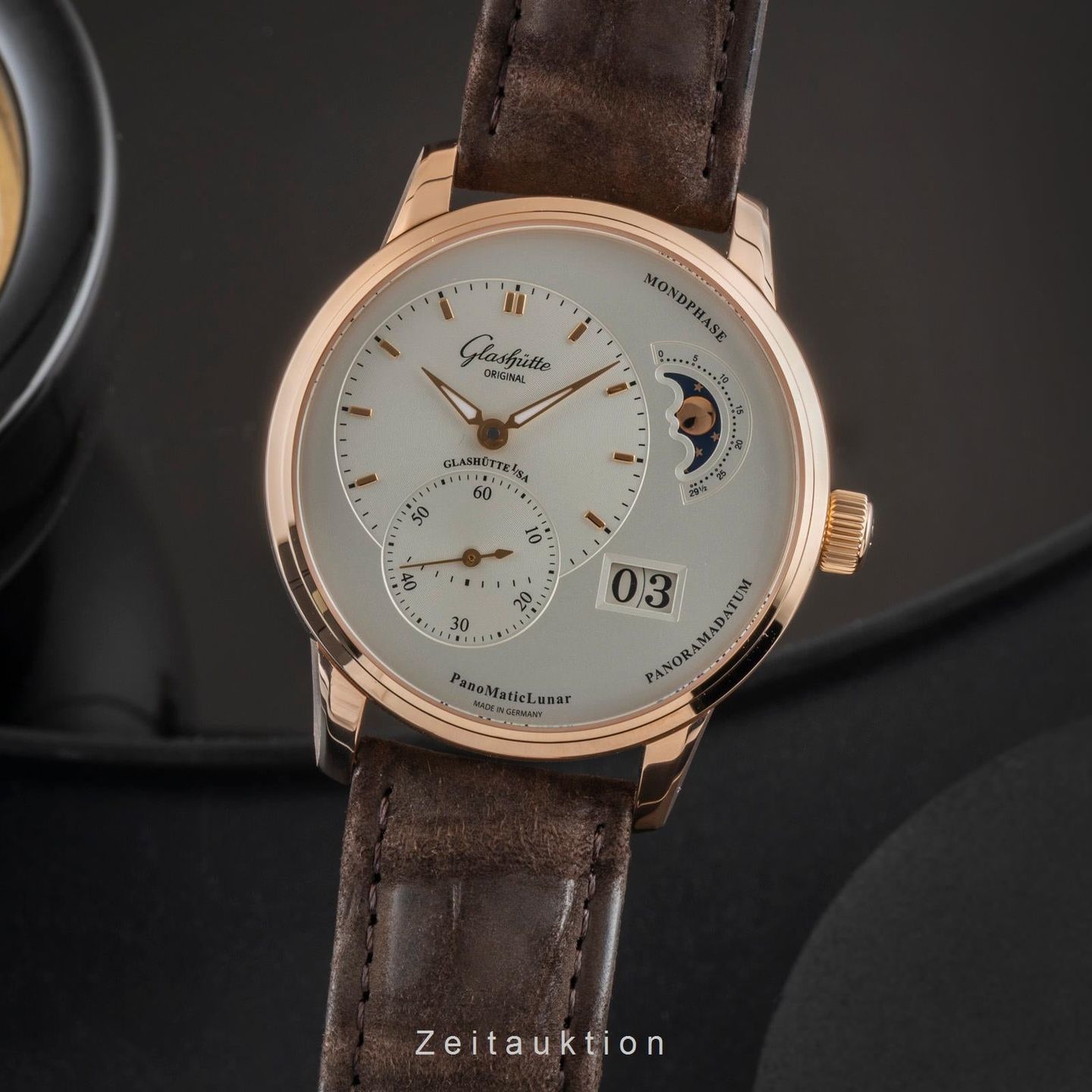 Glashütte Original PanoMaticLunar 1-90-02-45-35-04 (Onbekend (willekeurig serienummer)) - Zilver wijzerplaat 40mm Roodgoud (1/8)