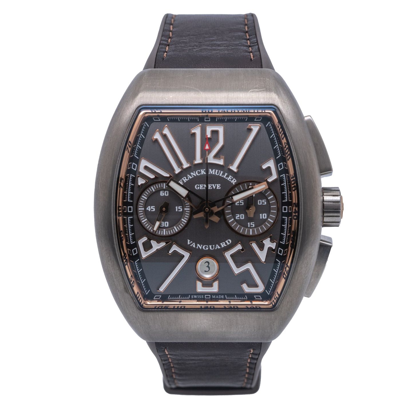 Franck Muller Vanguard V 45 SC DT BR (NR) TT DGR BLK (Unknown (random serial)) - Black dial Titanium case (1/7)