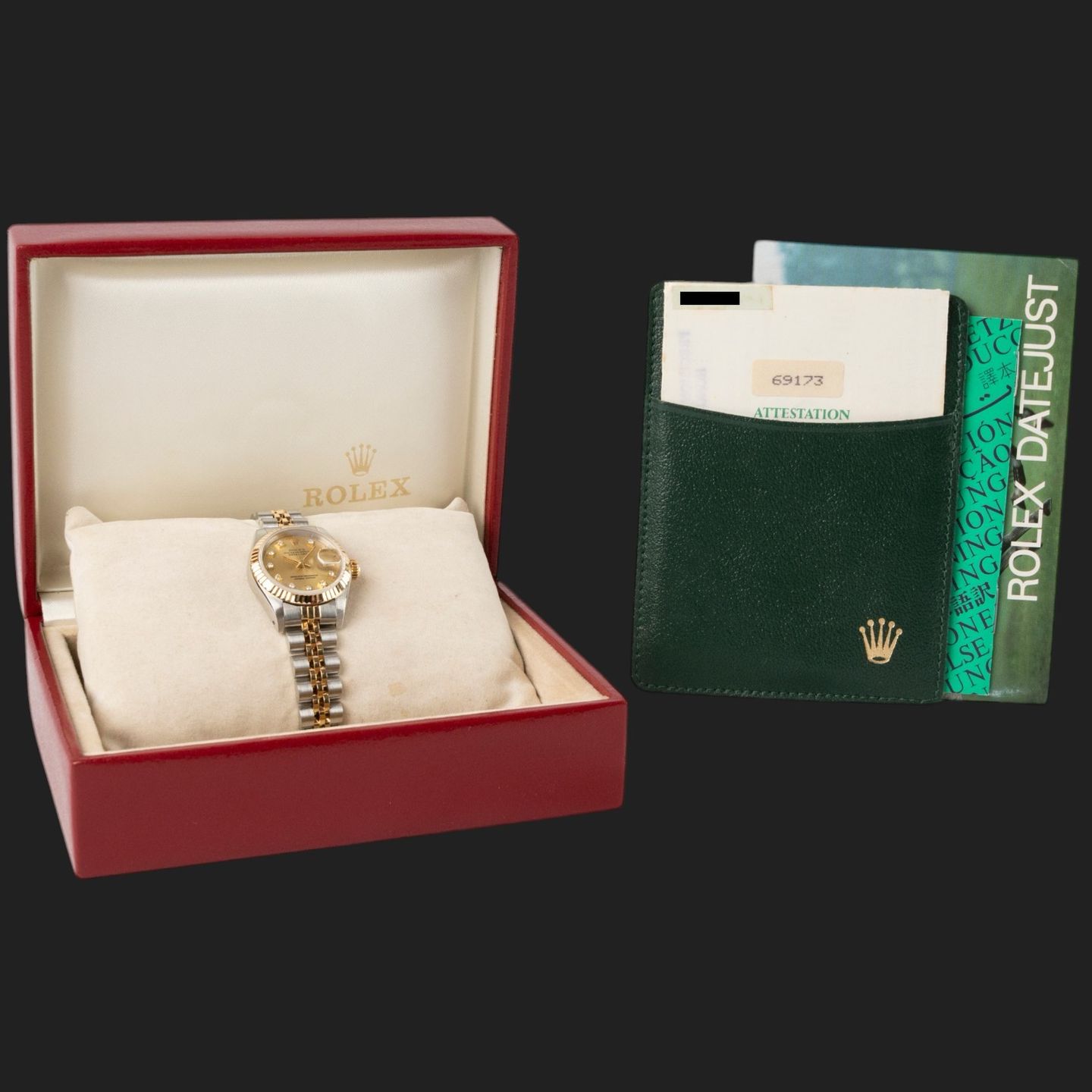 Rolex Lady-Datejust 69173 (1987) - Champagne dial 26 mm Gold/Steel case (8/8)