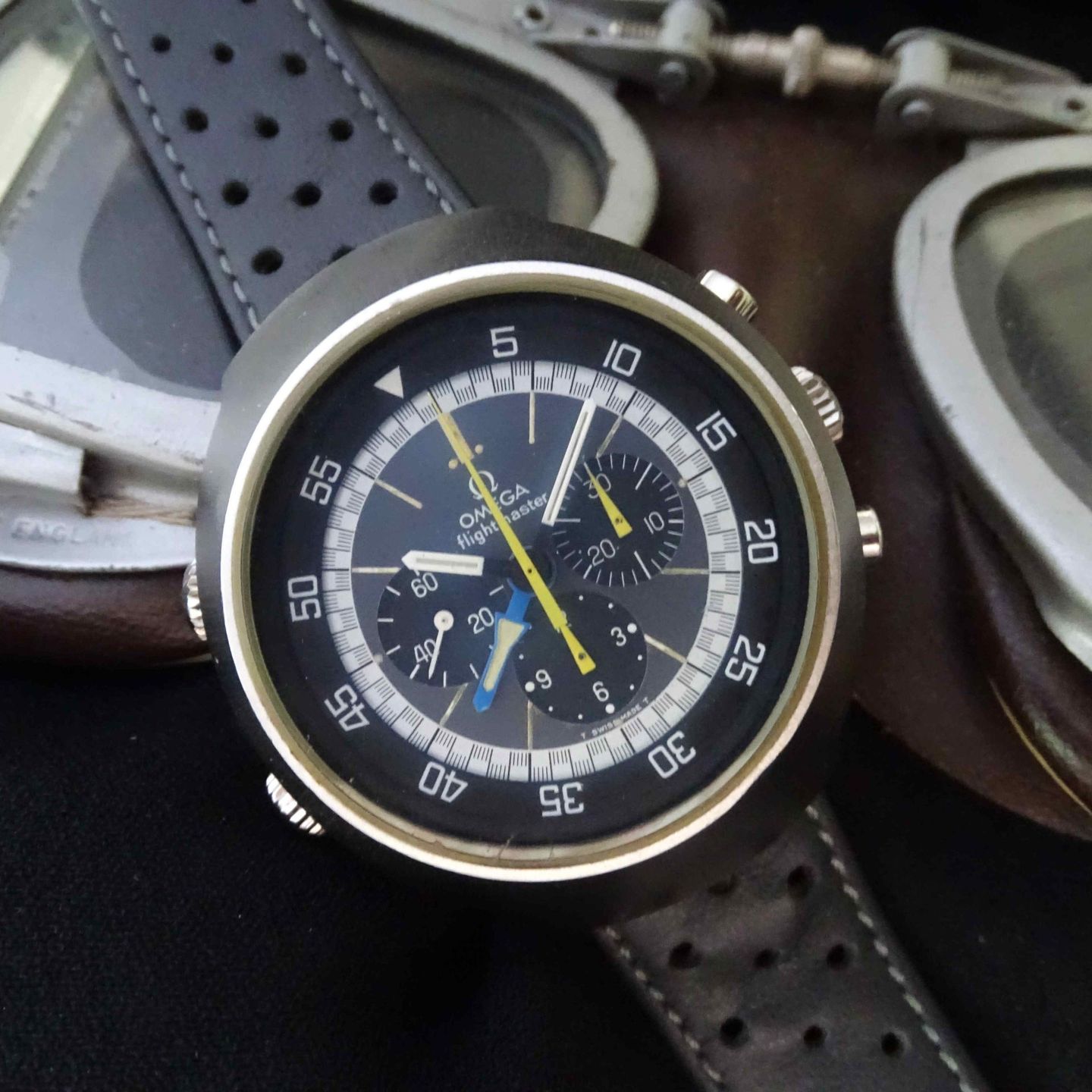 Omega Flightmaster 145.036 (1971) - Zwart wijzerplaat 43mm Staal (1/8)