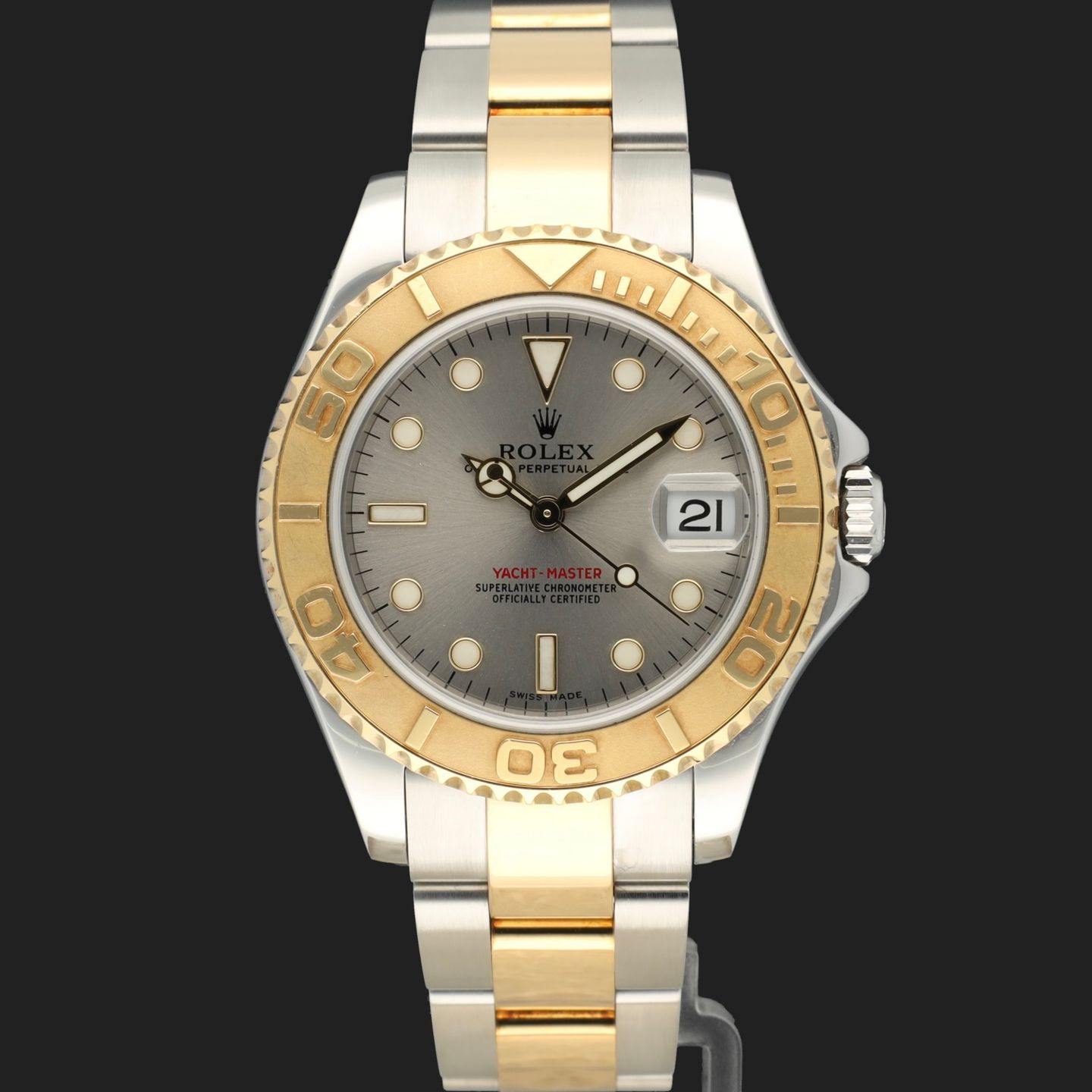Rolex Yacht-Master 168623 (2003) - Grey dial 35 mm Gold/Steel case (2/8)