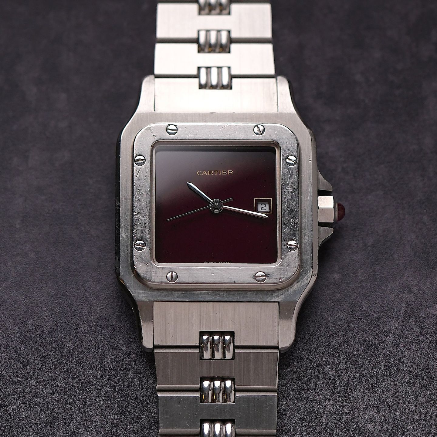 Cartier Santos 2960 (Unknown (random serial)) - Red dial 29 mm Steel case (4/7)
