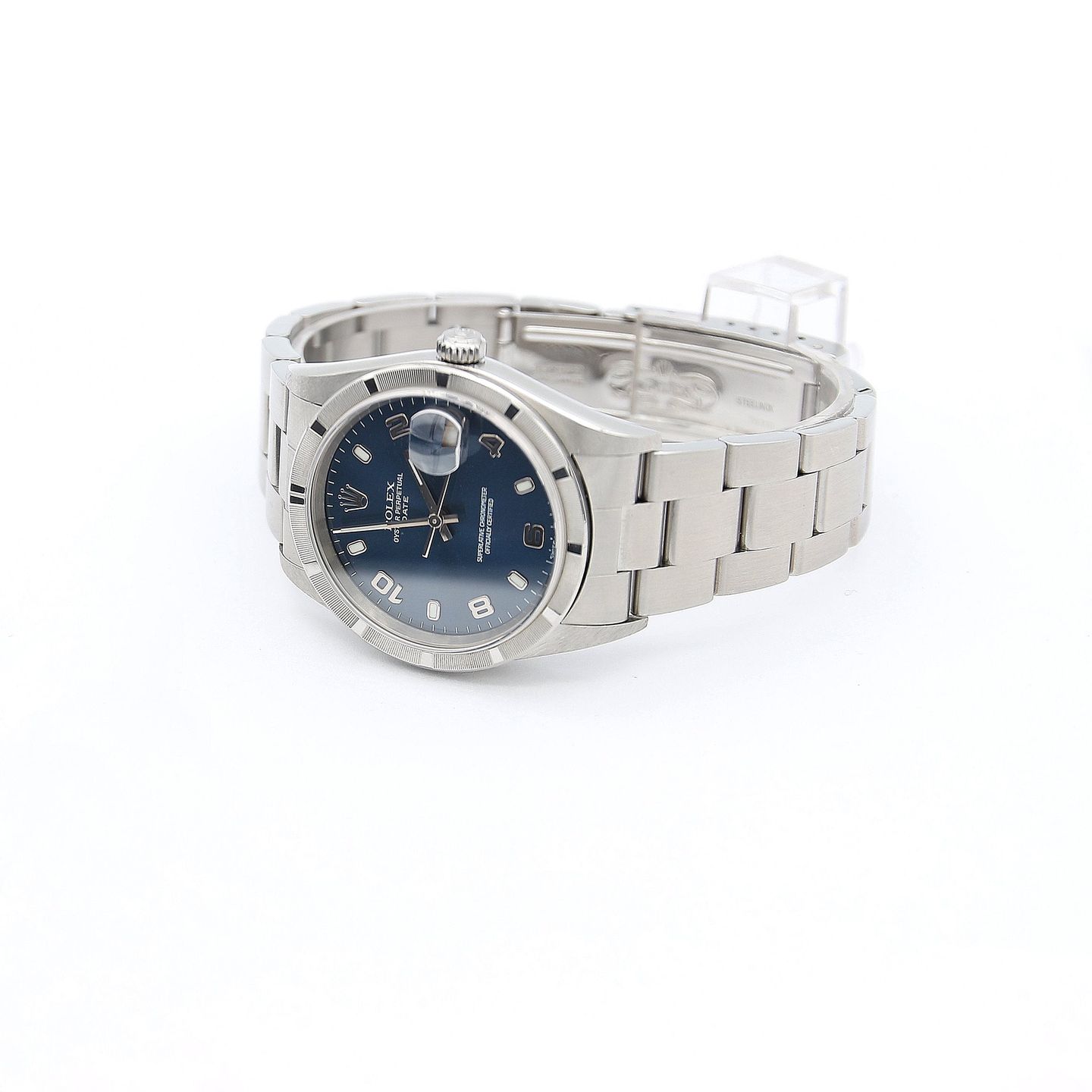 Rolex Oyster Perpetual Date 15210 (Onbekend (willekeurig serienummer)) - Blauw wijzerplaat 34mm Staal (3/7)