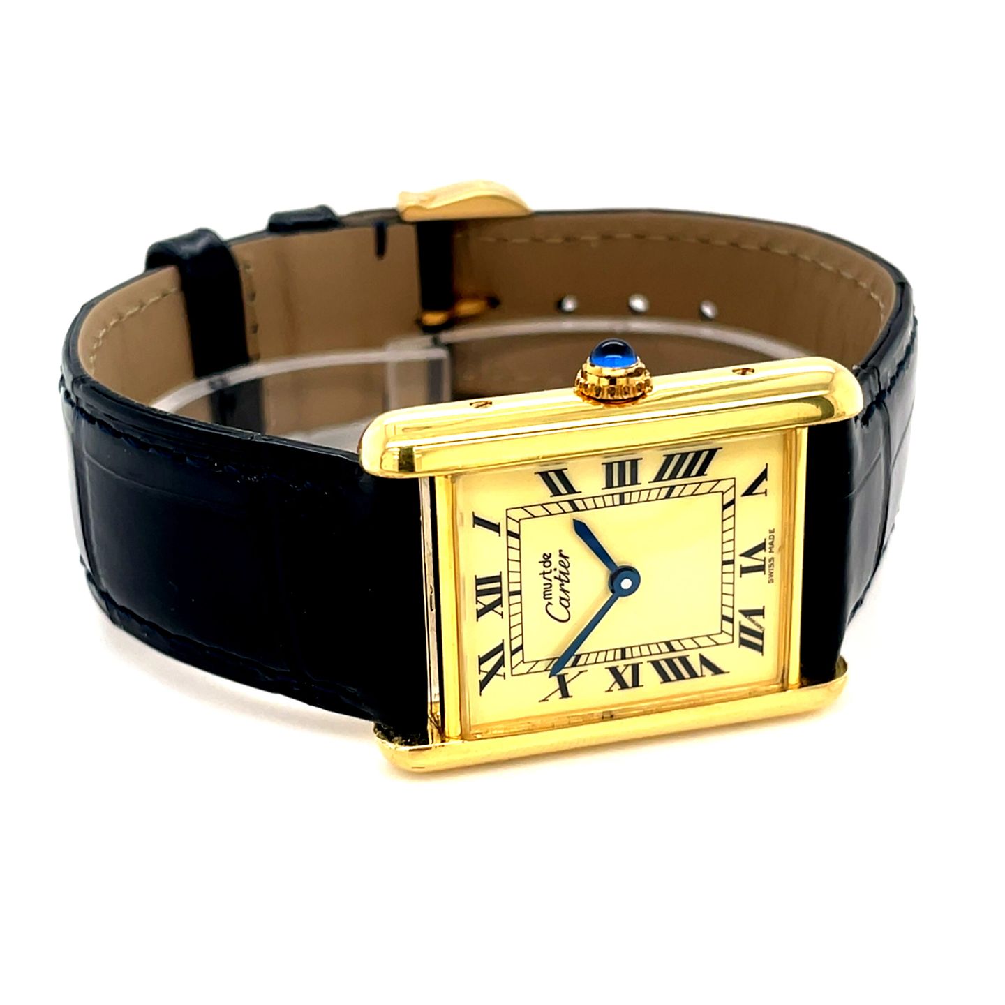 Cartier Tank Vermeil 590005 (Unknown (random serial)) - Yellow dial 23 mm Silver case (2/8)