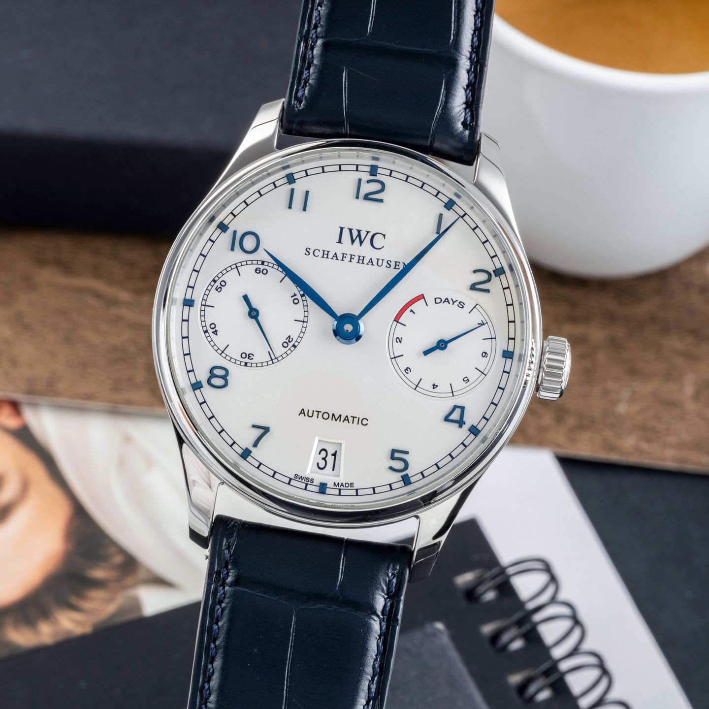 IWC Portuguese Automatic IW500107 (Onbekend (willekeurig serienummer)) - Zilver wijzerplaat 42mm Staal (3/8)