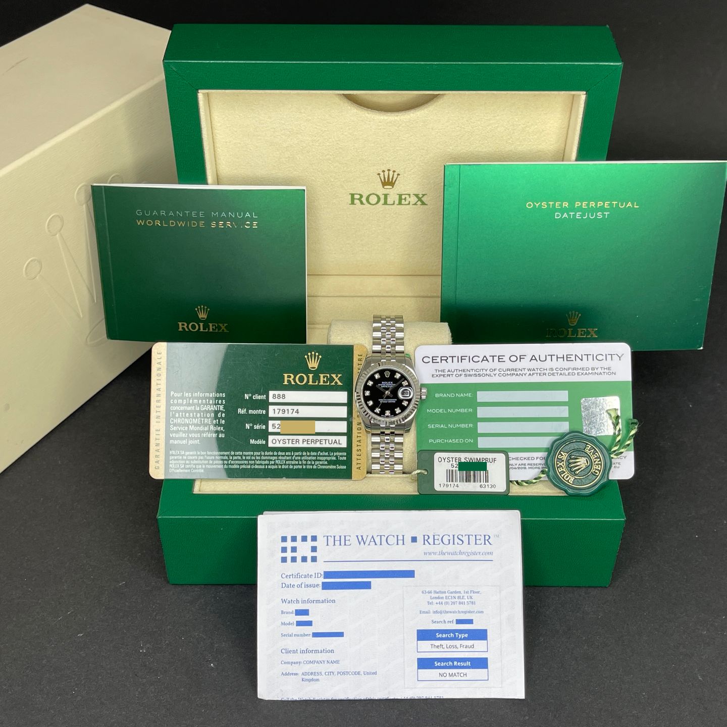 Rolex Lady-Datejust 179174 (2014) - Black dial 26 mm Steel case (3/8)