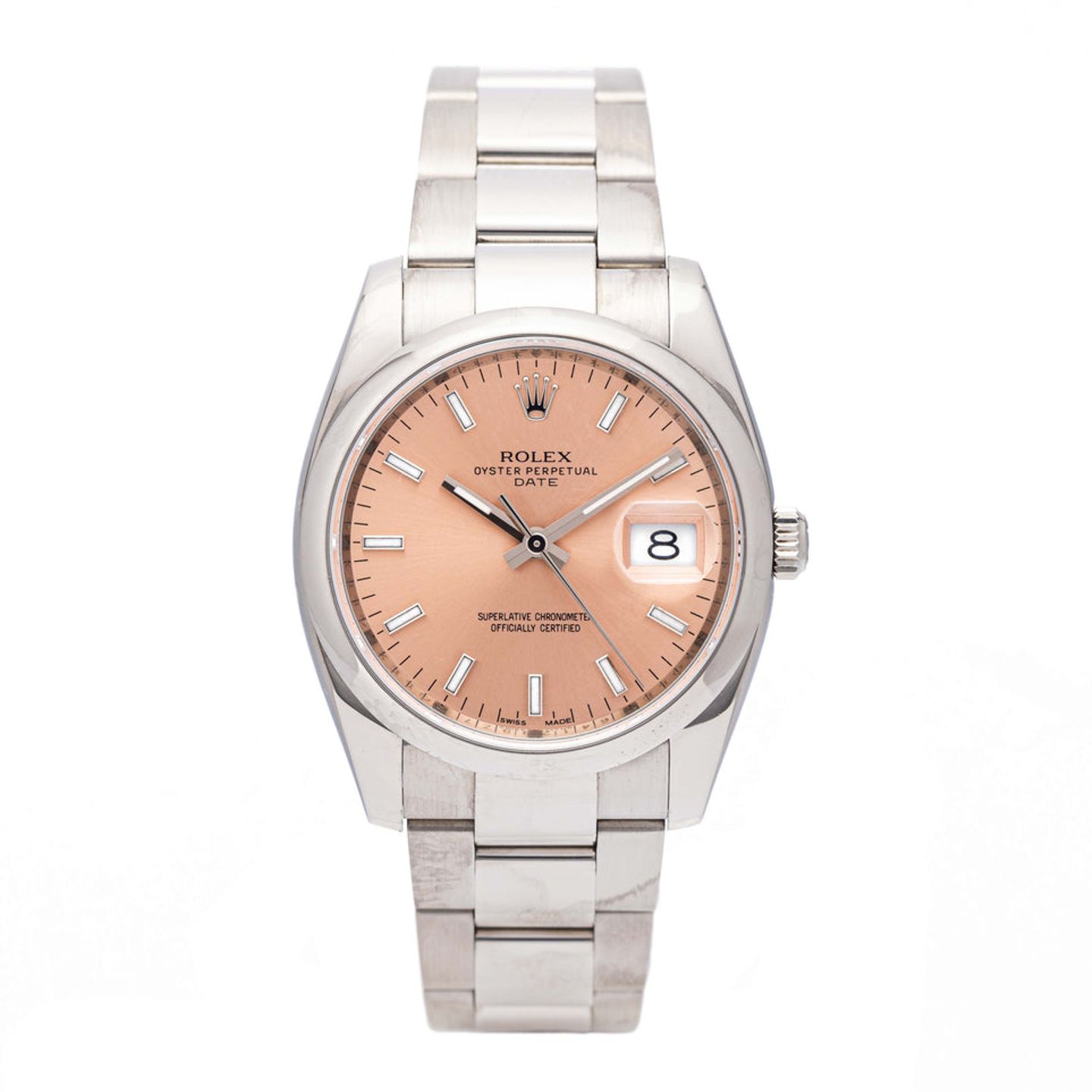 Rolex Oyster Perpetual Date 115200 (2013) - Pink dial 34 mm Steel case (2/5)