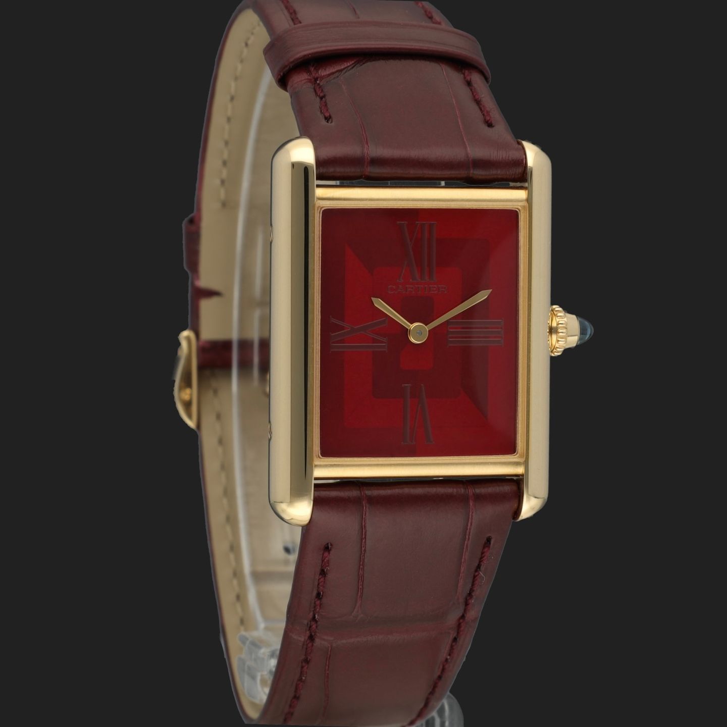 Cartier Tank Louis Cartier WGTA0093 (2022) - Red dial 26 mm Yellow Gold case (4/8)