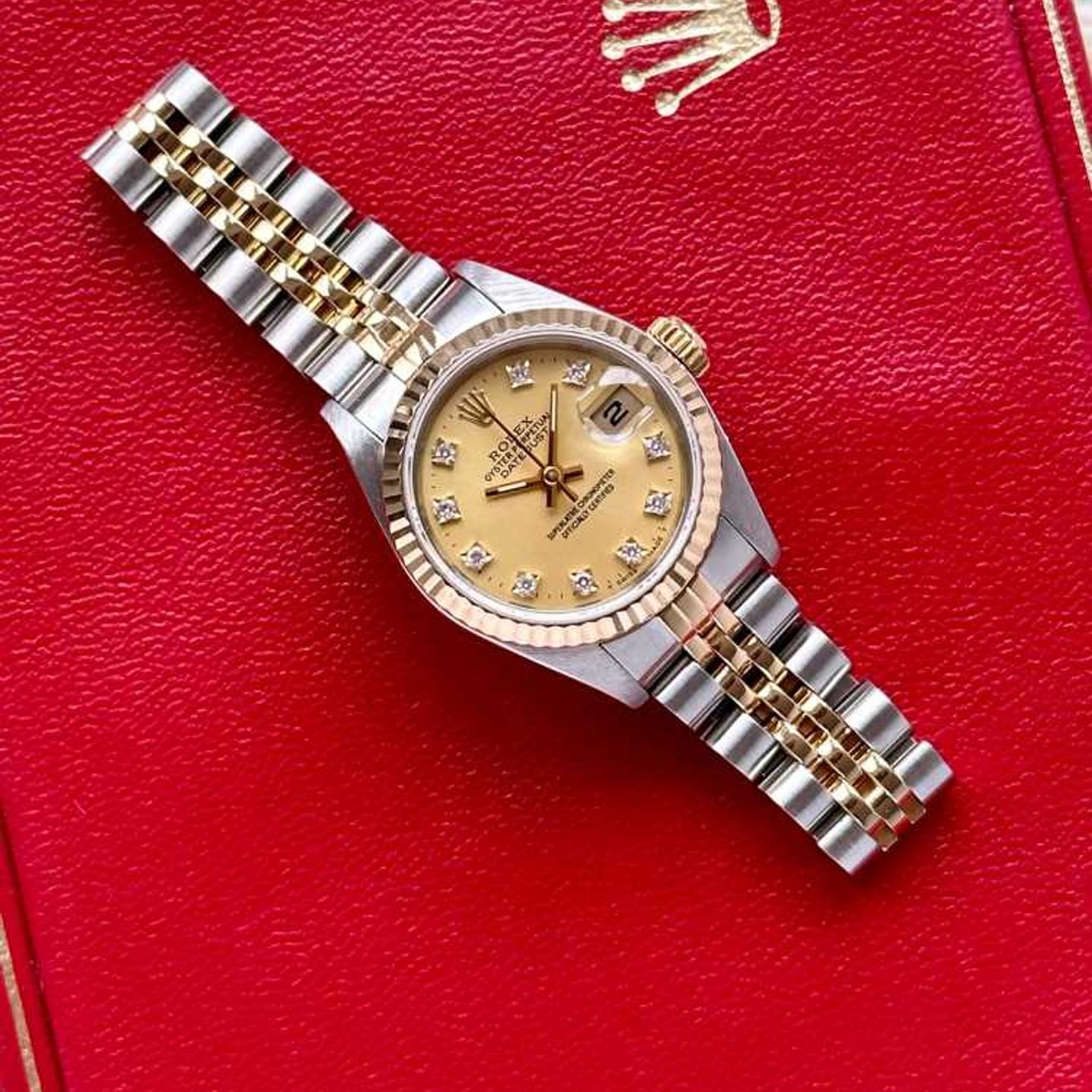 Rolex Lady-Datejust 69173G (1988) - Gold dial 26 mm Gold/Steel case (5/8)