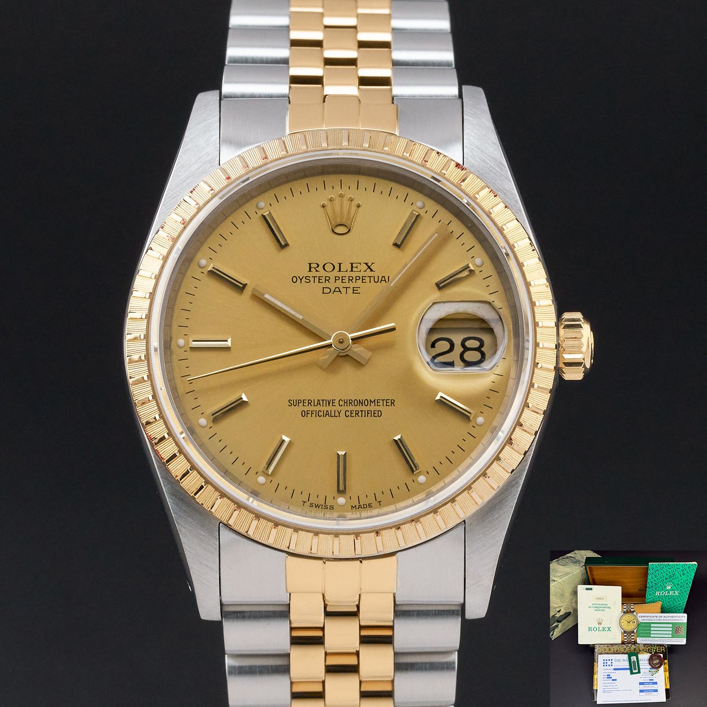 Rolex Oyster Perpetual Date 15223 (1989) - 34 mm Gold/Steel case (1/8)