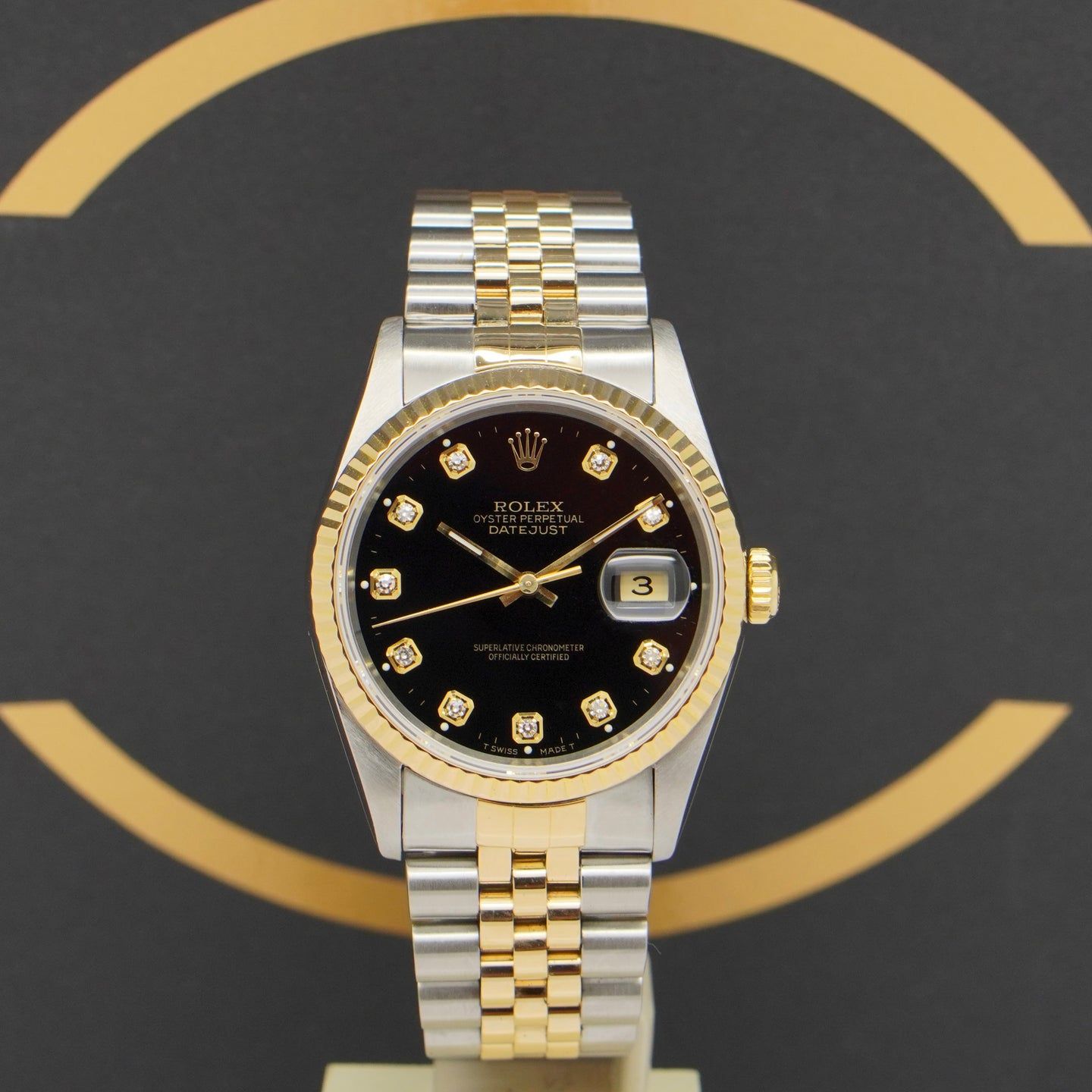 Rolex Datejust 36 16233 (1995) - Black dial 36 mm Gold/Steel case (1/7)