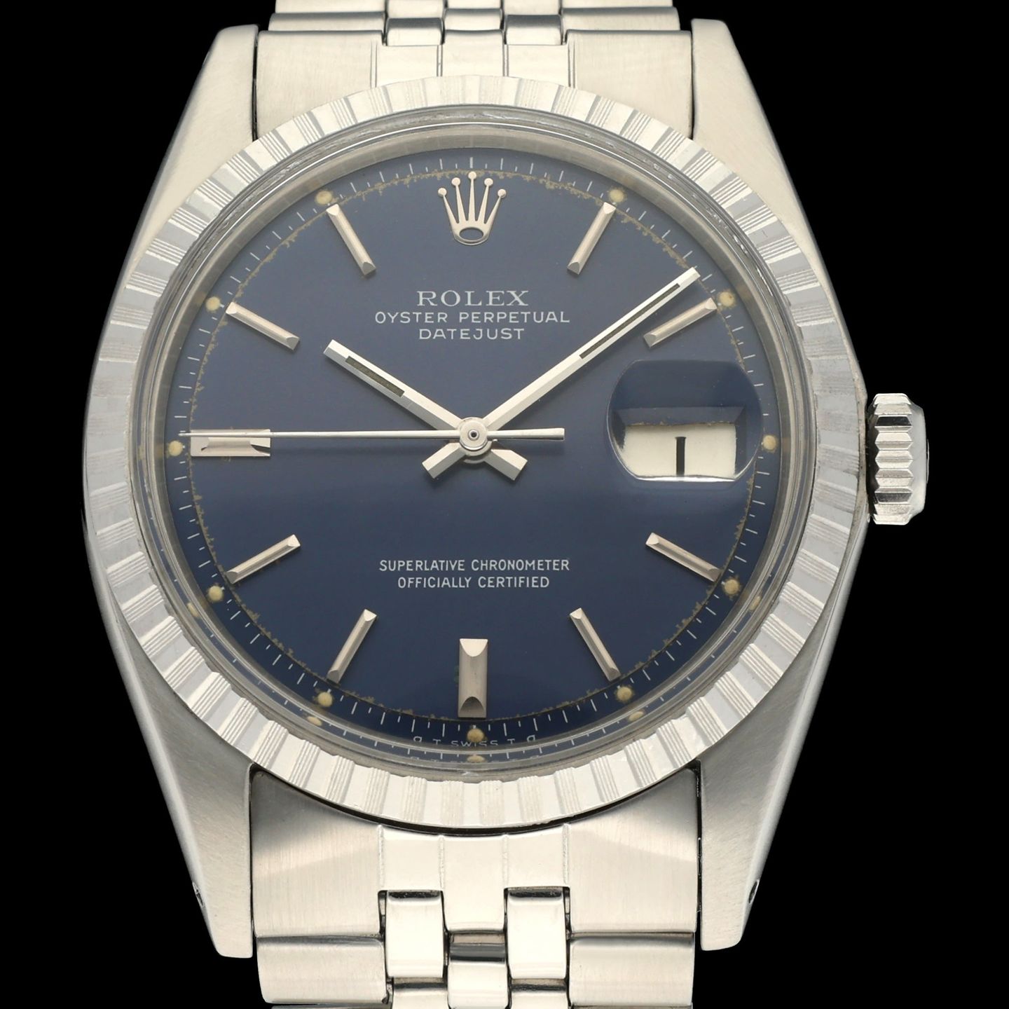 Rolex Datejust 1603 (1973) - Blauw wijzerplaat 36mm Staal (1/8)