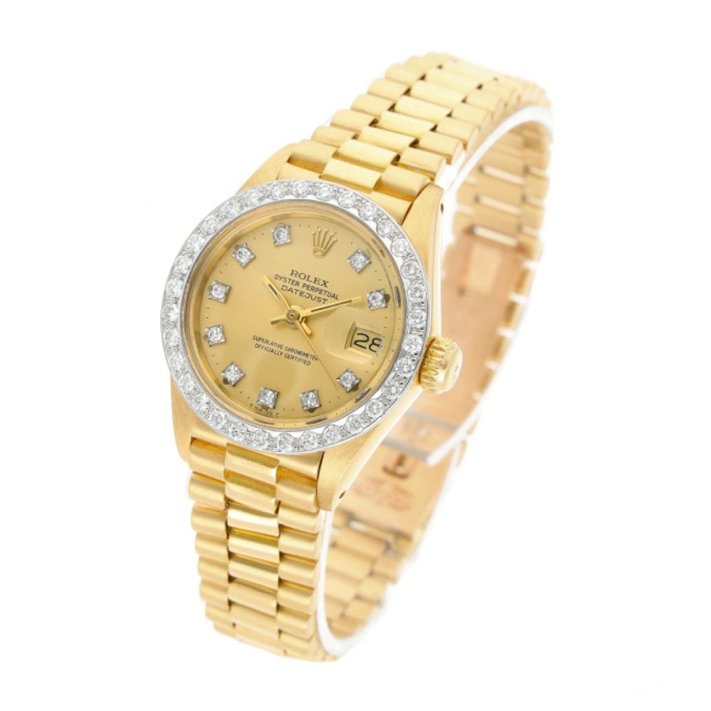 Rolex Lady-Datejust 6913 (1979) - Champagne wijzerplaat 26mm Geelgoud (2/5)