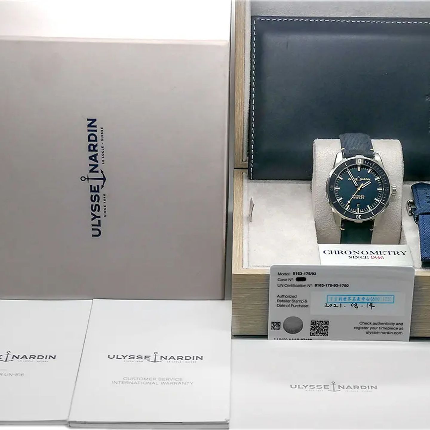 Ulysse Nardin Diver 8163-175/93 (2021) - Blauw wijzerplaat 43mm Staal (7/7)