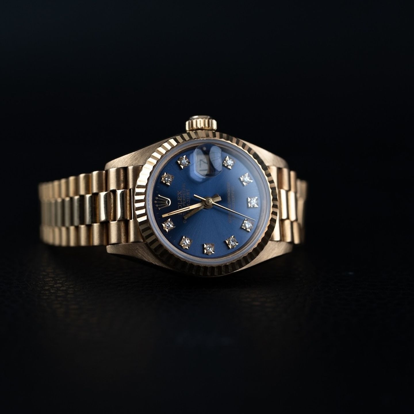 Rolex Lady-Datejust 69178 (1990) - Blue dial 26 mm Yellow Gold case (5/8)