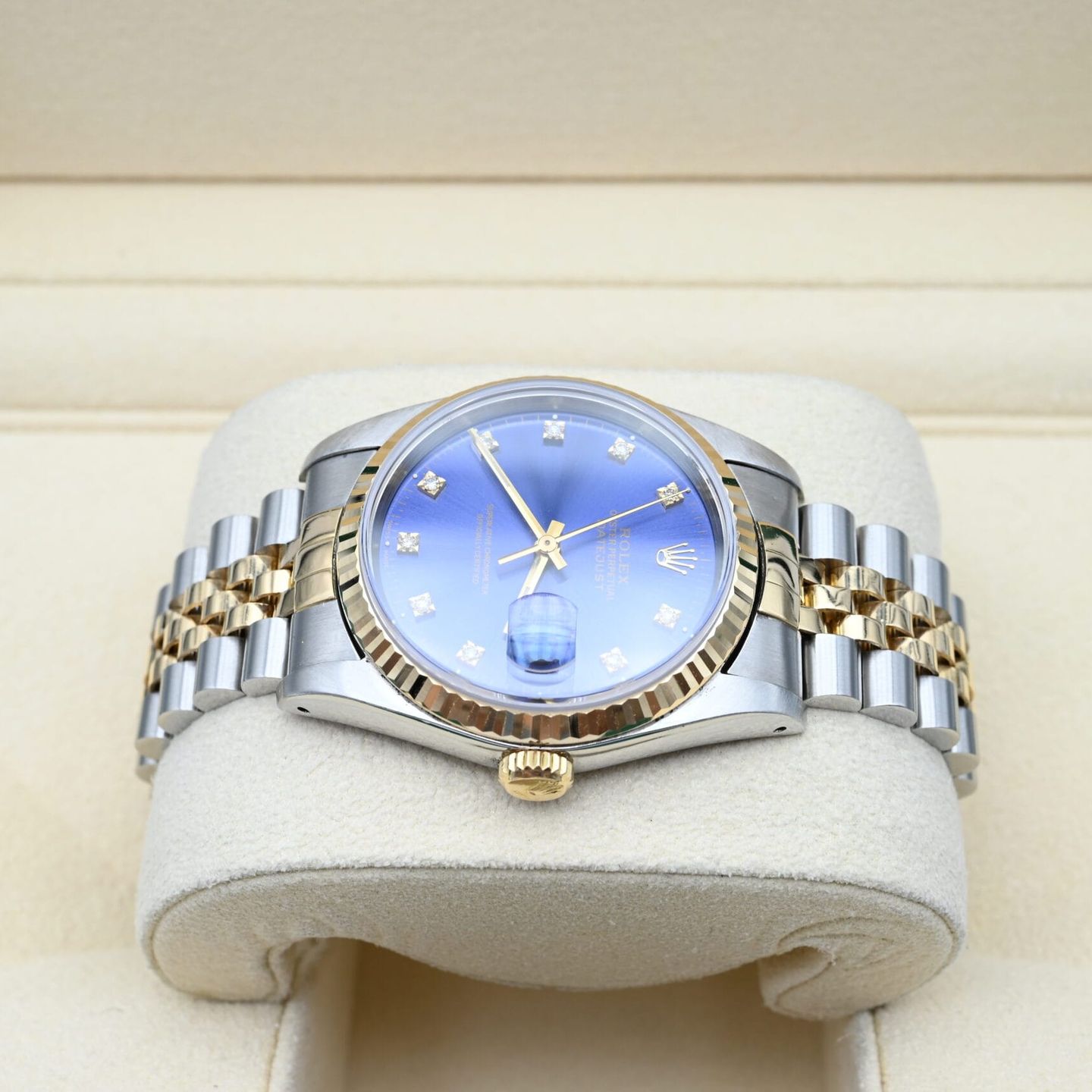 Rolex Datejust 36 16233 (1990) - Blauw wijzerplaat 36mm Goud/Staal (4/7)