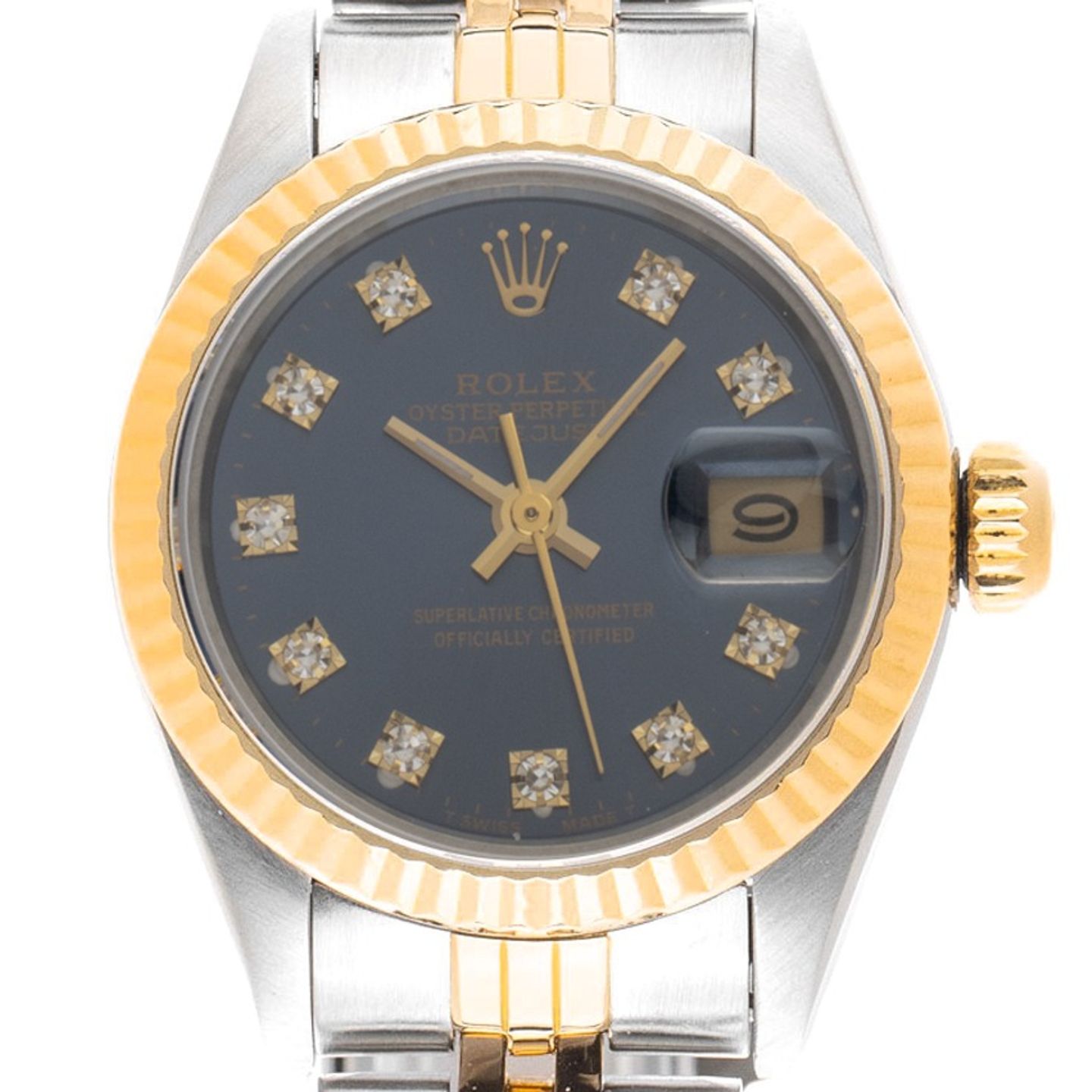 Rolex Lady-Datejust 69173 (1993) - Blauw wijzerplaat 26mm Goud/Staal (1/7)