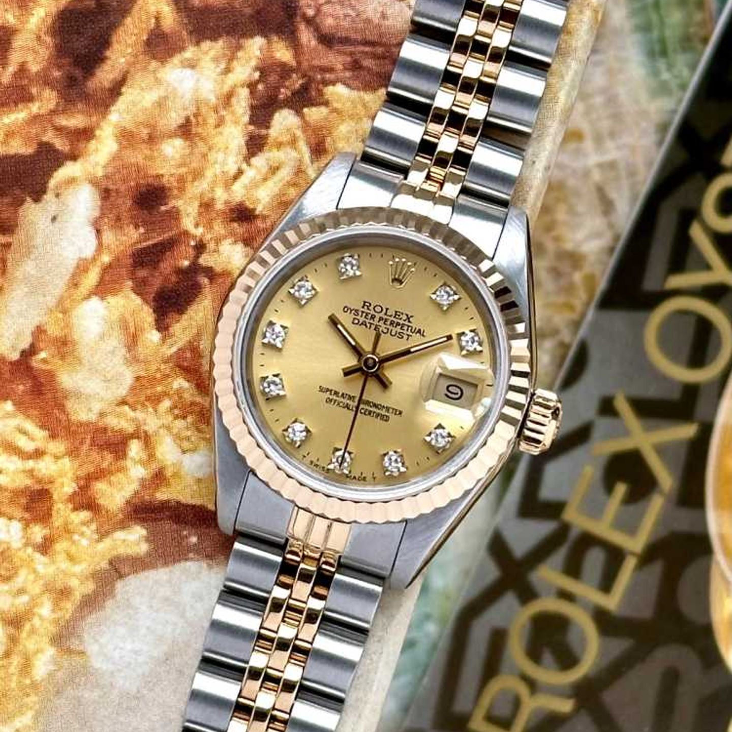 Rolex Lady-Datejust 69173G (1988) - Gold dial 26 mm Gold/Steel case (1/8)