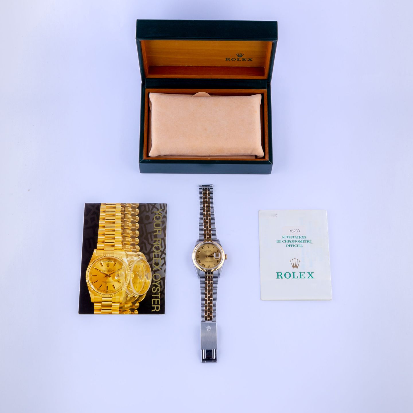 Rolex Datejust 36 16233 (1996) - Champagne dial 36 mm Gold/Steel case (8/8)