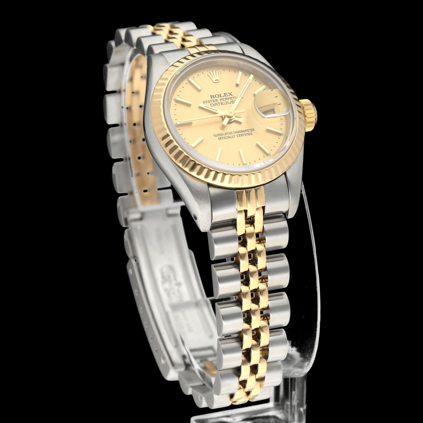 Rolex Lady-Datejust 69173 (1988) - Champagne dial 26 mm Gold/Steel case (3/8)