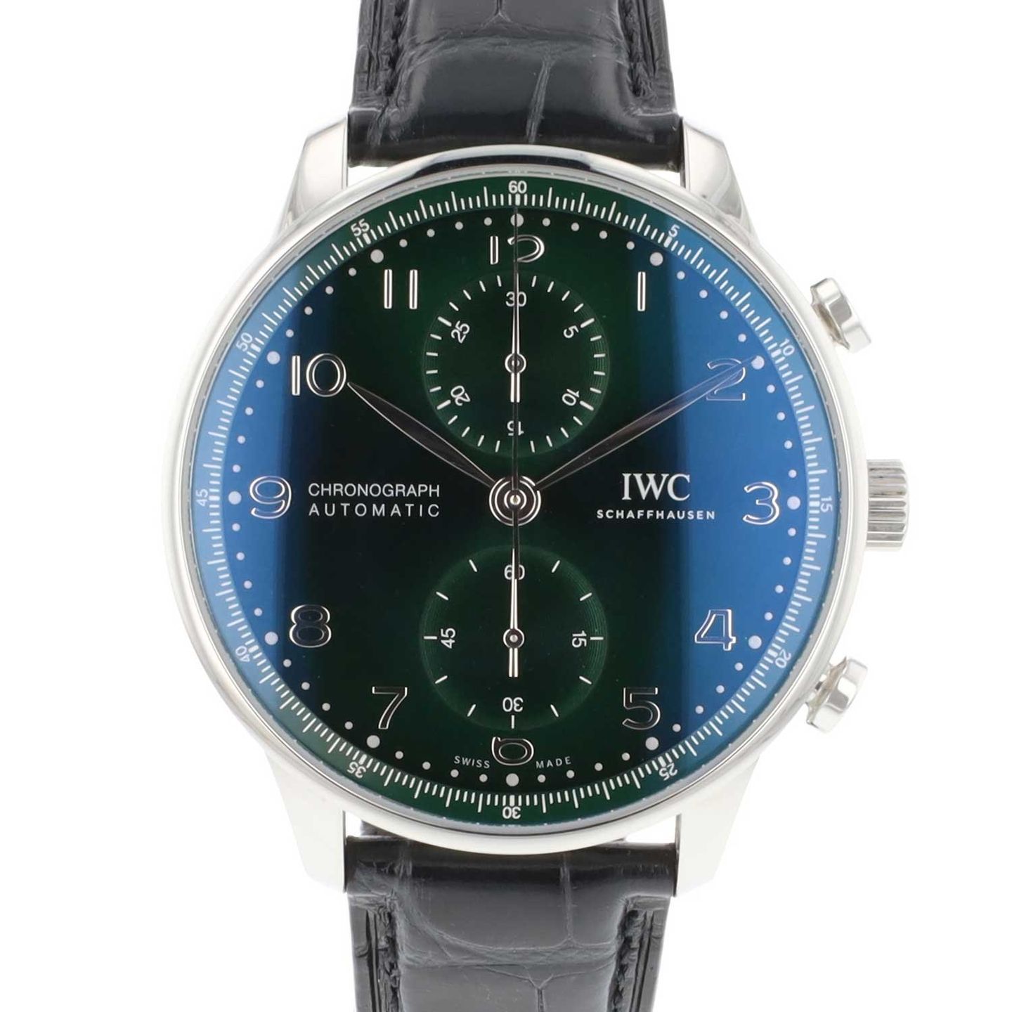 IWC Portuguese Chronograph IW371615 (2020) - Groen wijzerplaat 41mm Staal (1/6)