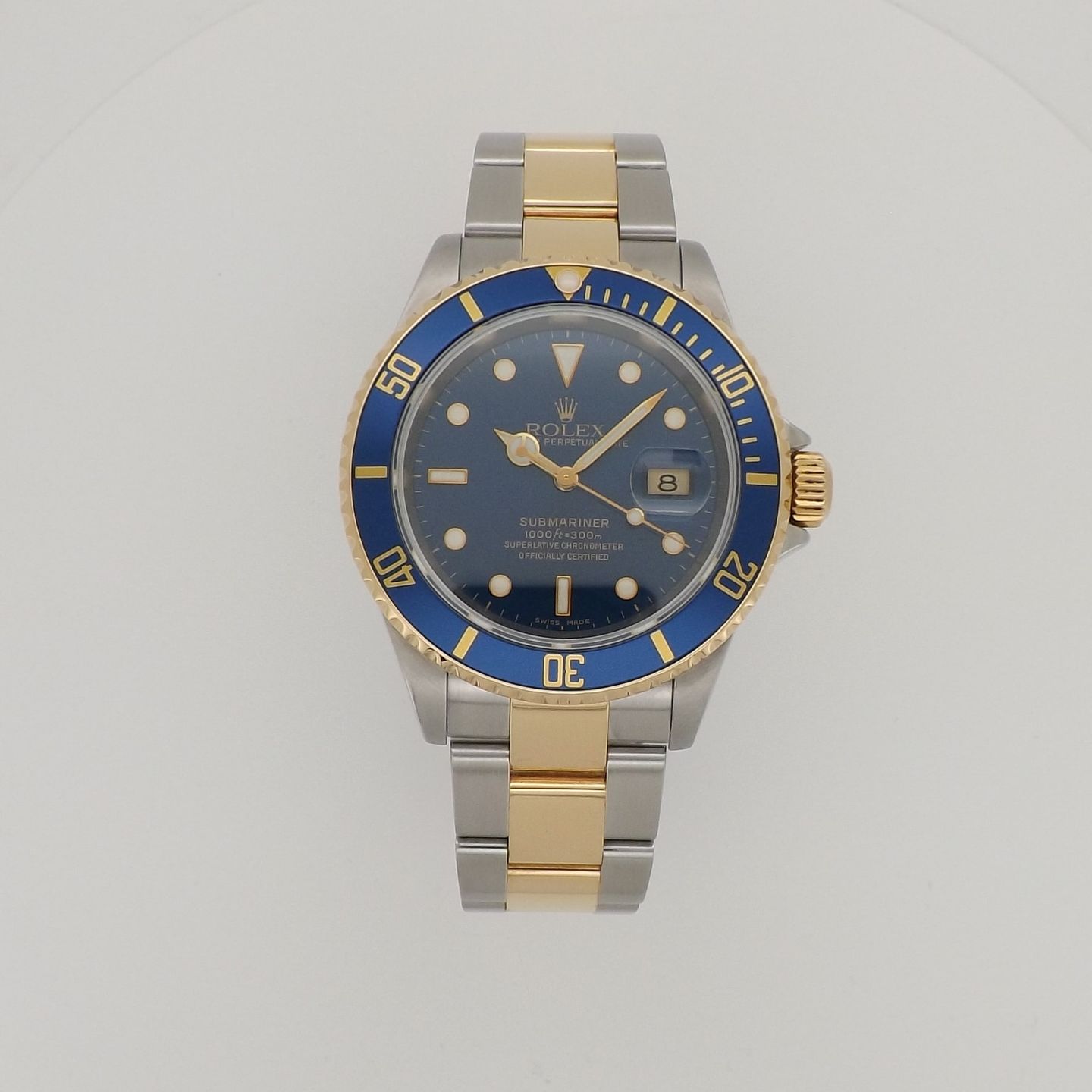 Rolex Submariner Date 16613 (2002) - Blauw wijzerplaat 40mm Goud/Staal (2/8)