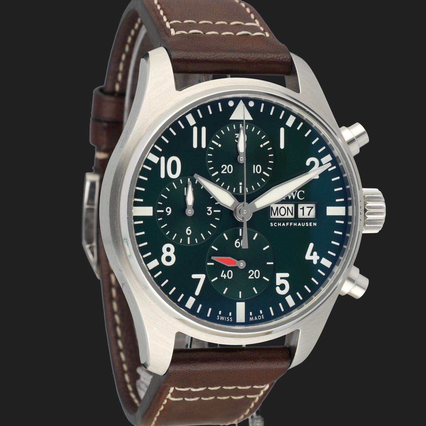 IWC Pilot Chronograph IW388103 (2022) - Groen wijzerplaat 41mm Staal (4/8)