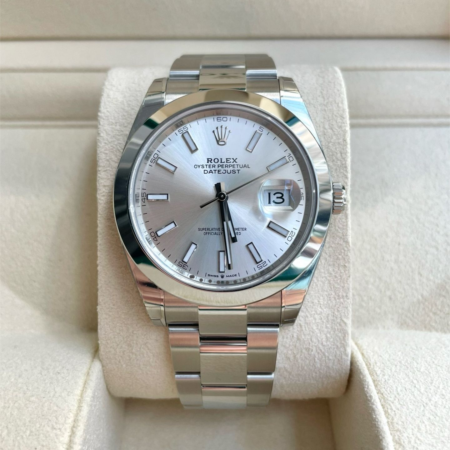 Rolex Datejust 41 126300 (2021) - Zilver wijzerplaat 48mm Staal (1/7)