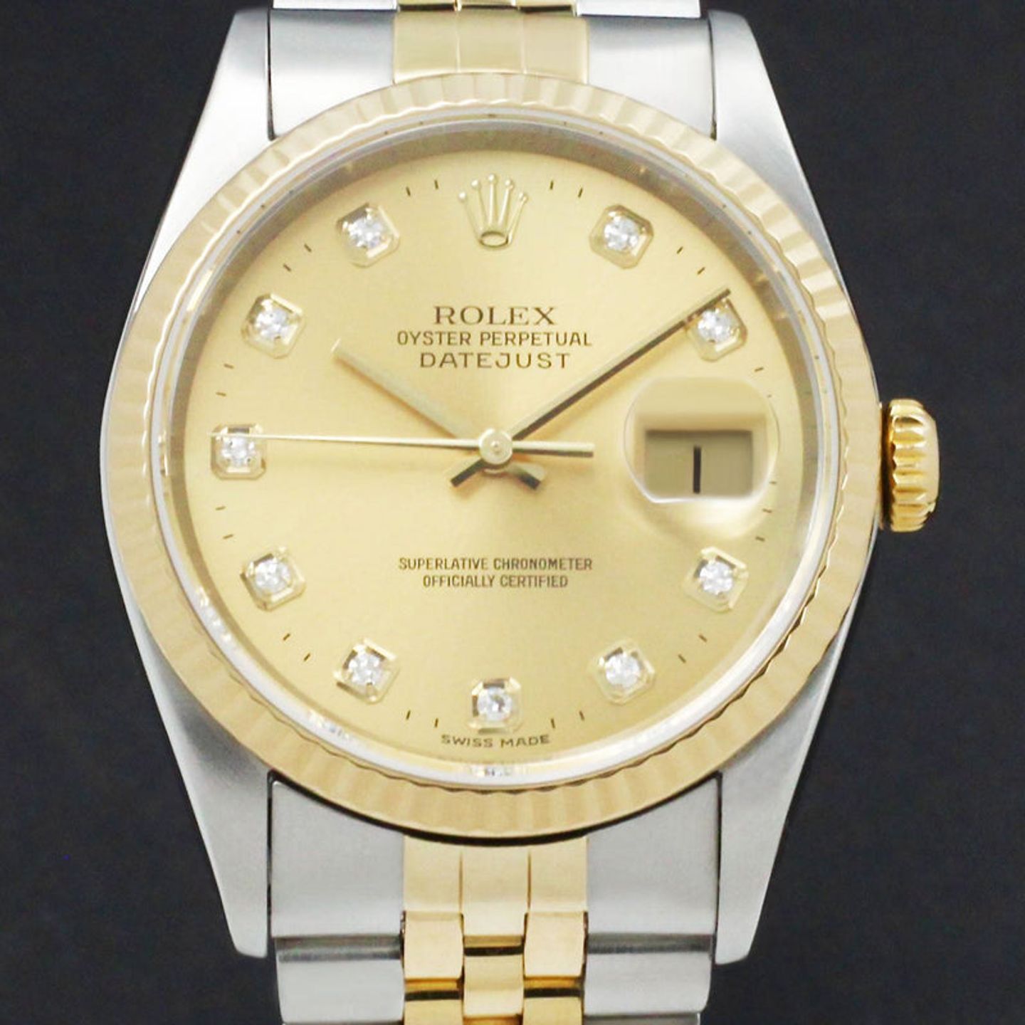 Rolex Datejust 36 16233 (2002) - Gold dial 36 mm Gold/Steel case (1/7)